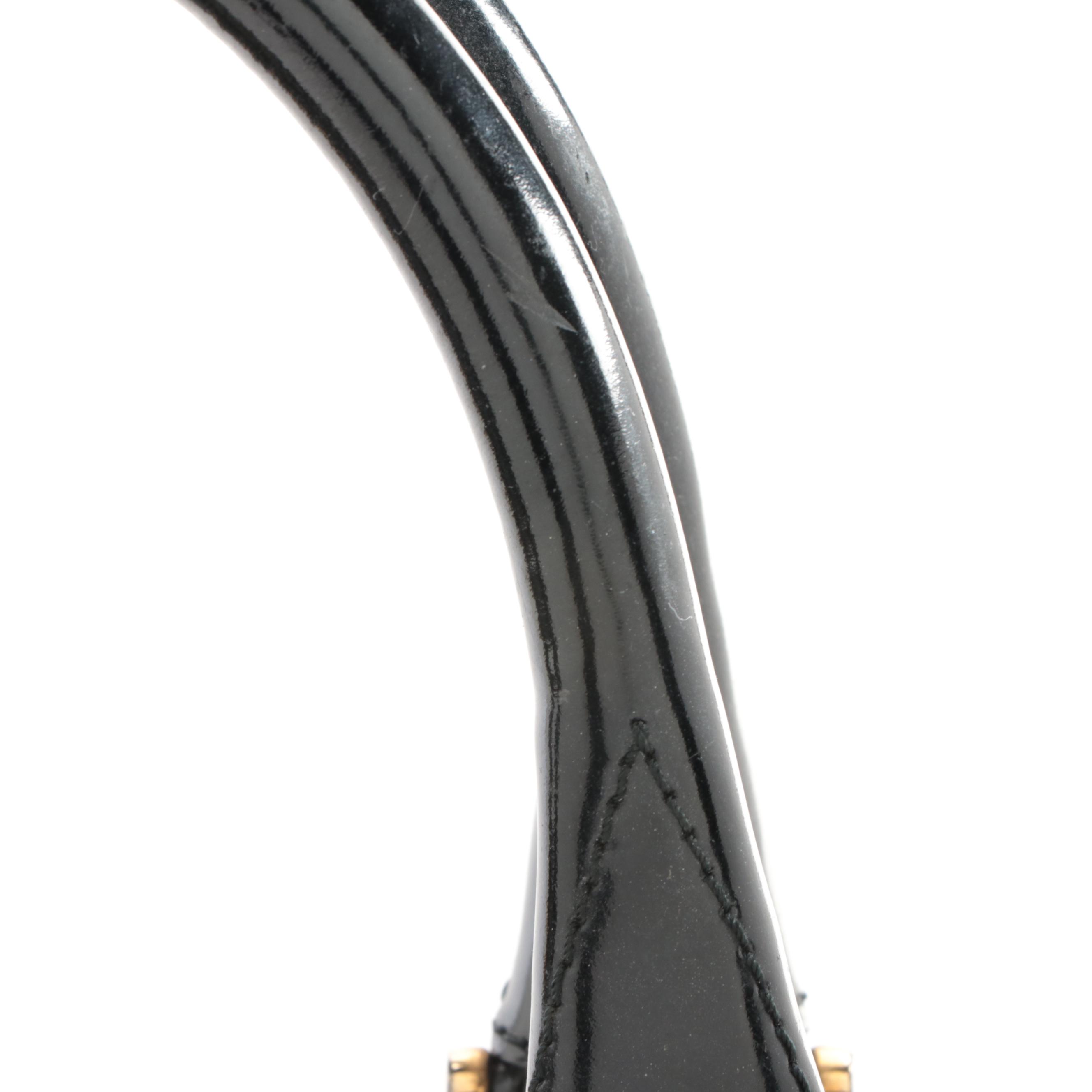 Chanel CC Boston Bag in Black Patent Leather