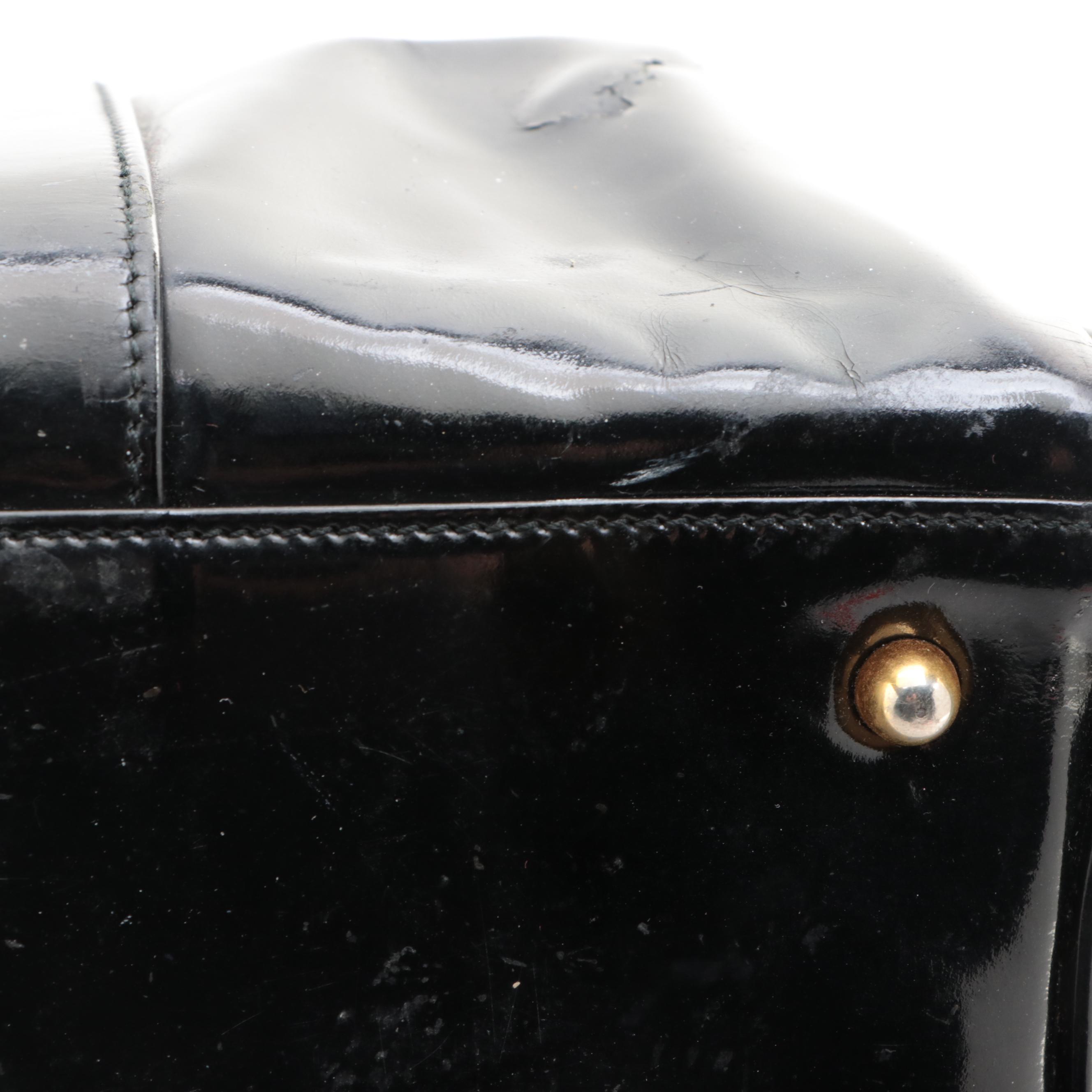 Chanel CC Boston Bag in Black Patent Leather