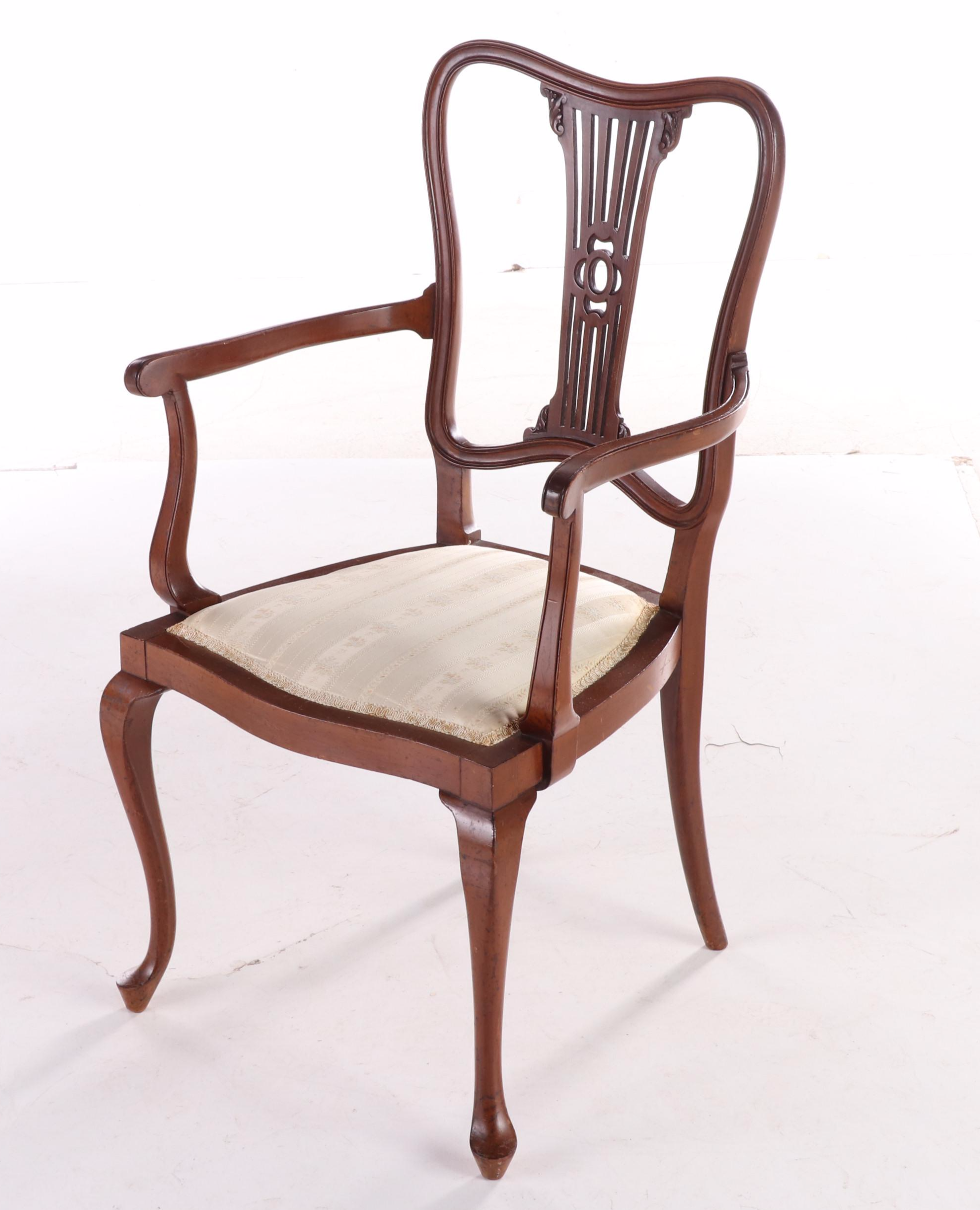 Two Queen Anne Style Mahogany Dining Chairs, Early 20th Century