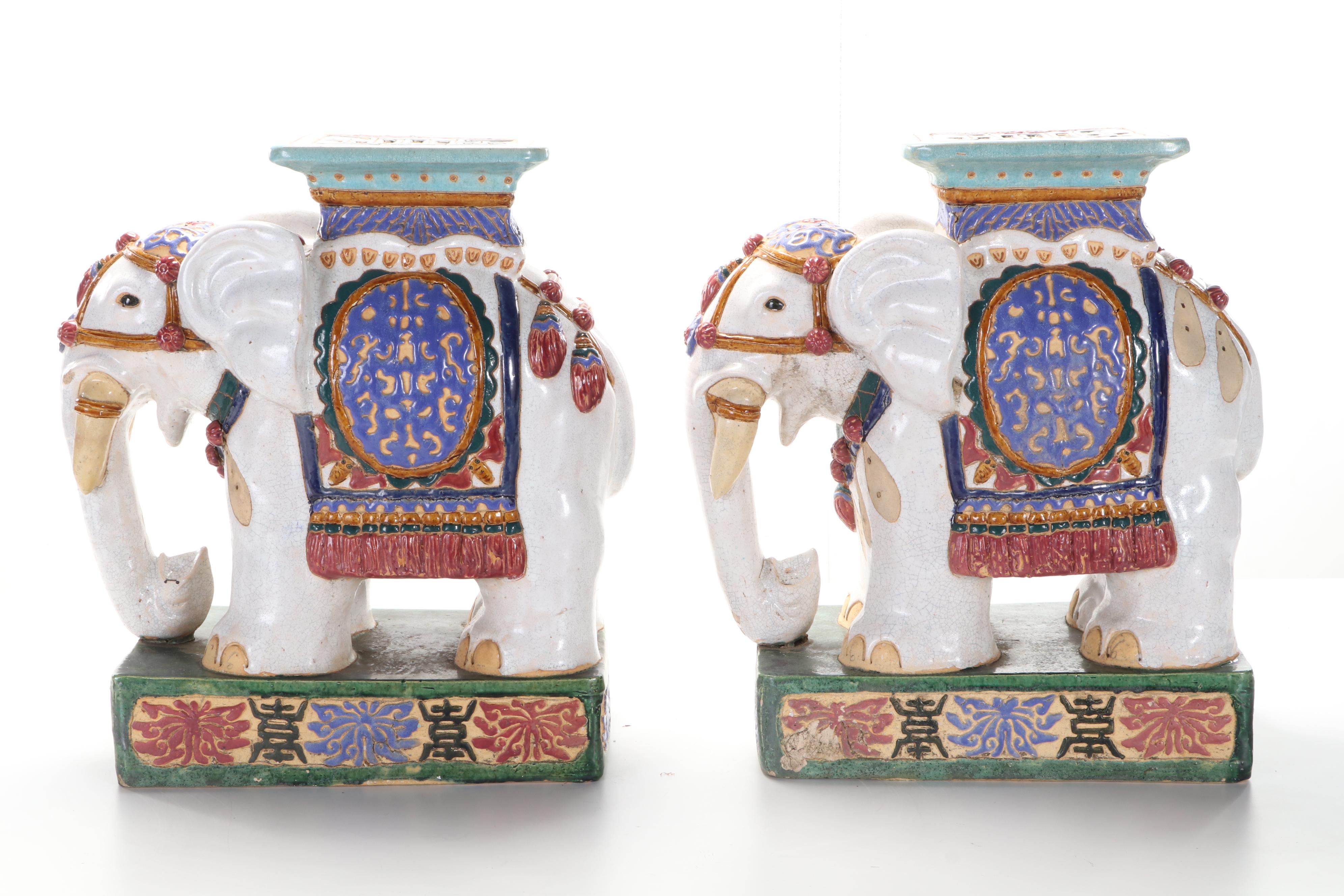 Chinese Style Ceramic Elephant Garden Seats