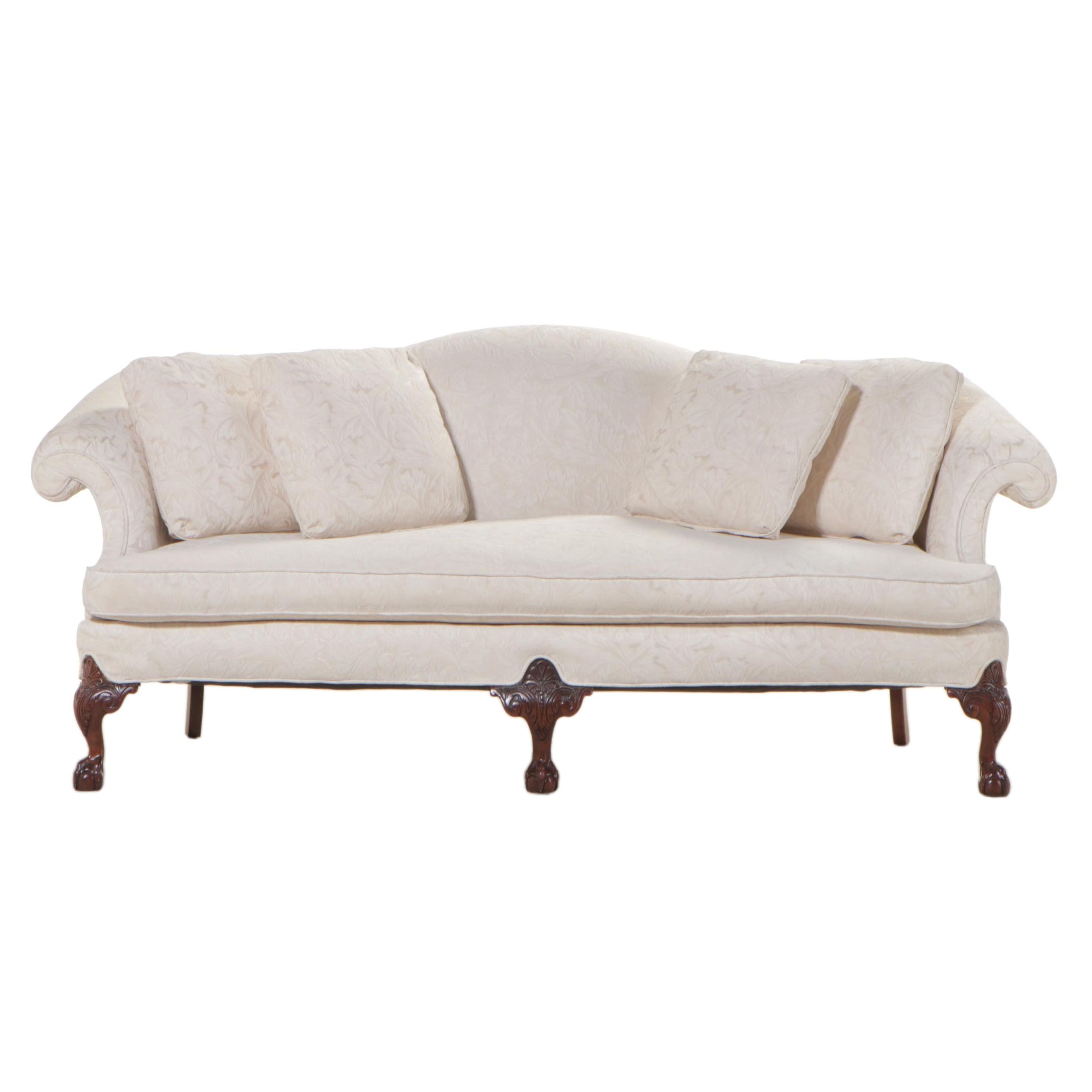 Key City Furniture Co. Chippendale Style Mahogany and Custom-Upholstered Sofa