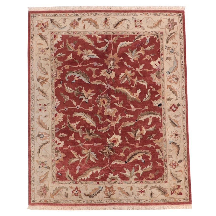 7'11 x 9'11 Hand-Knotted Indian Agra Area Rug