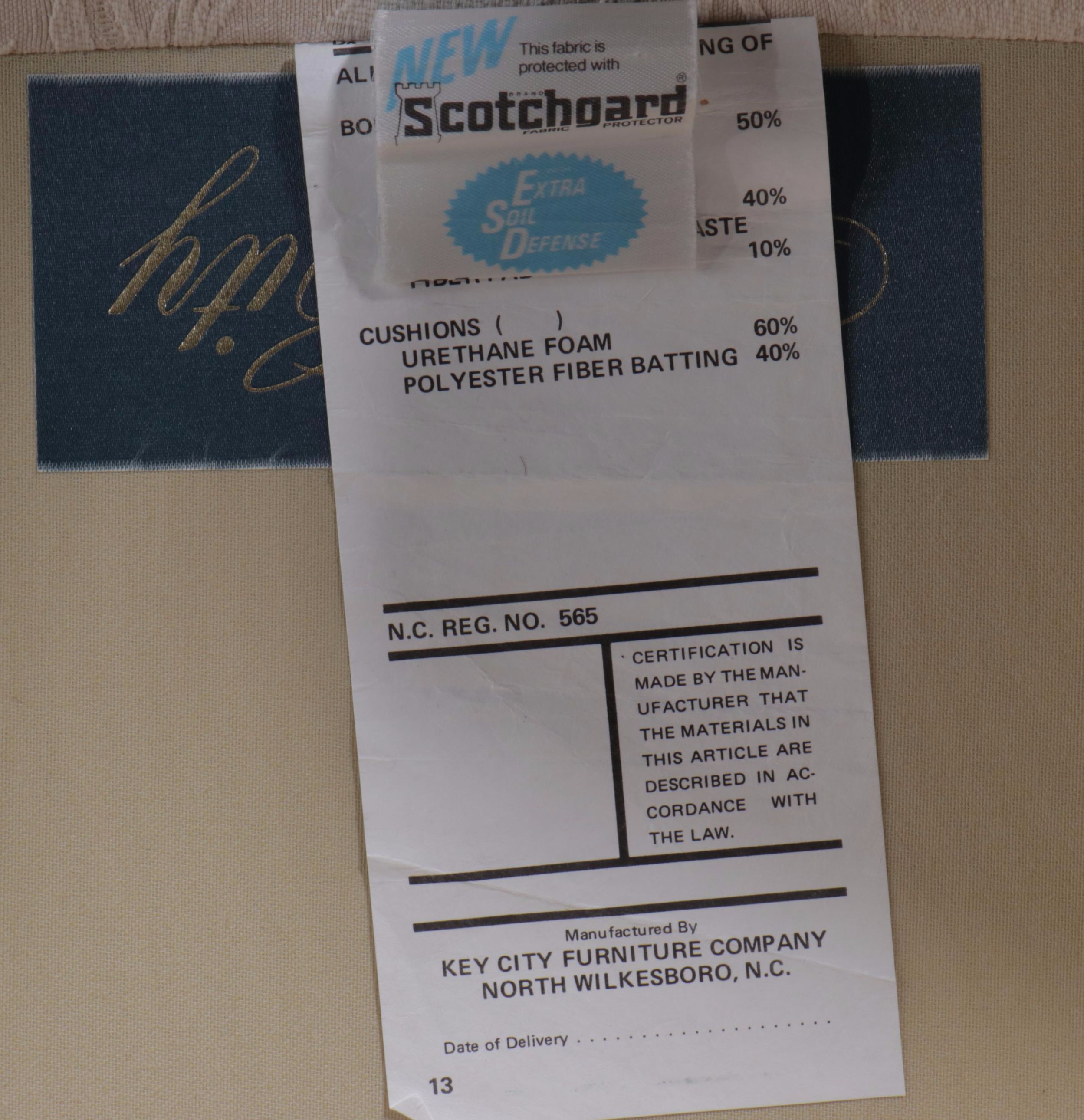 Key City Furniture Co. Chippendale Style Mahogany and Custom-Upholstered Sofa