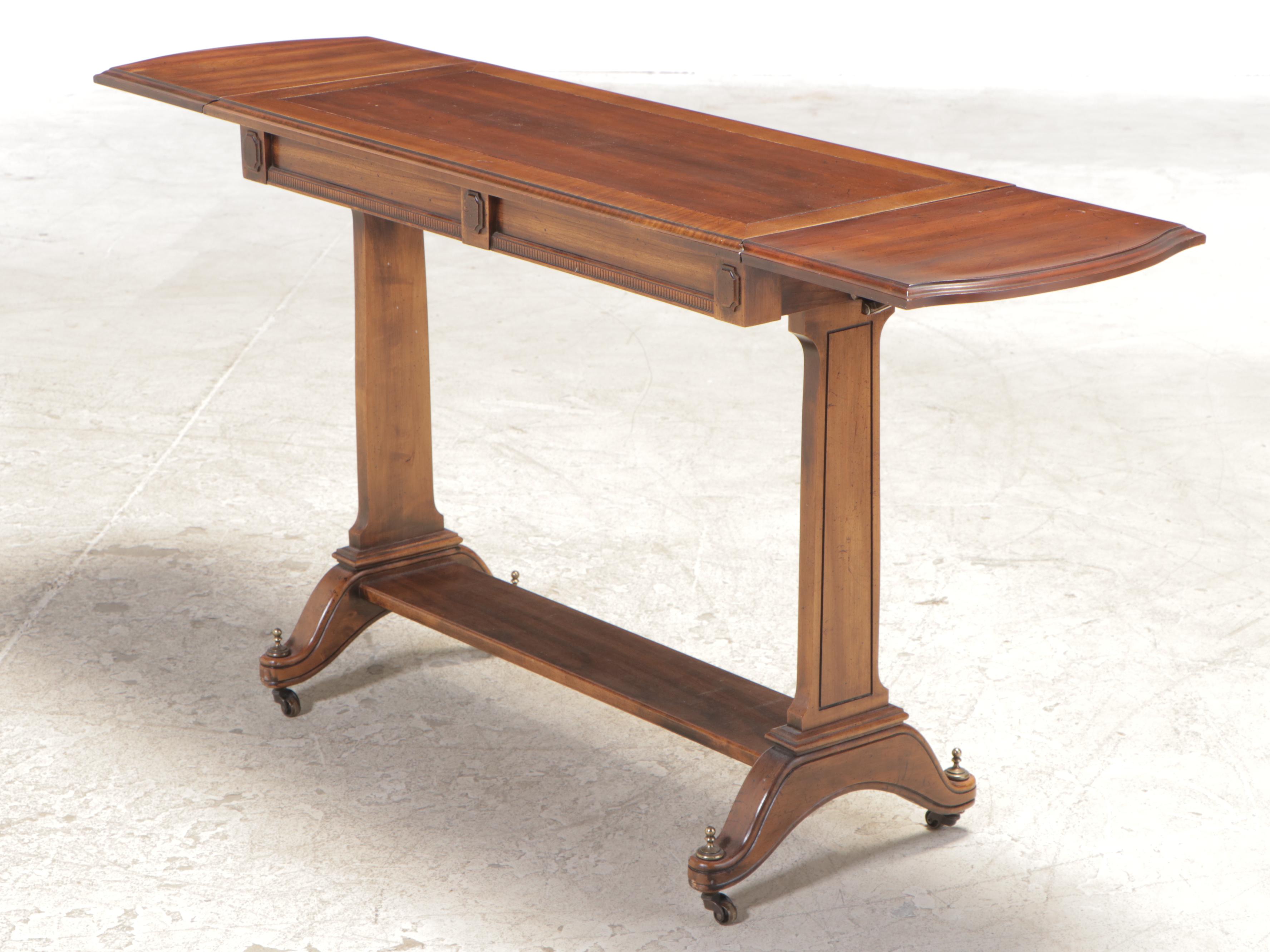 Regency Style Cherrywood Drop-Leaf Console Table, Late 20th Century