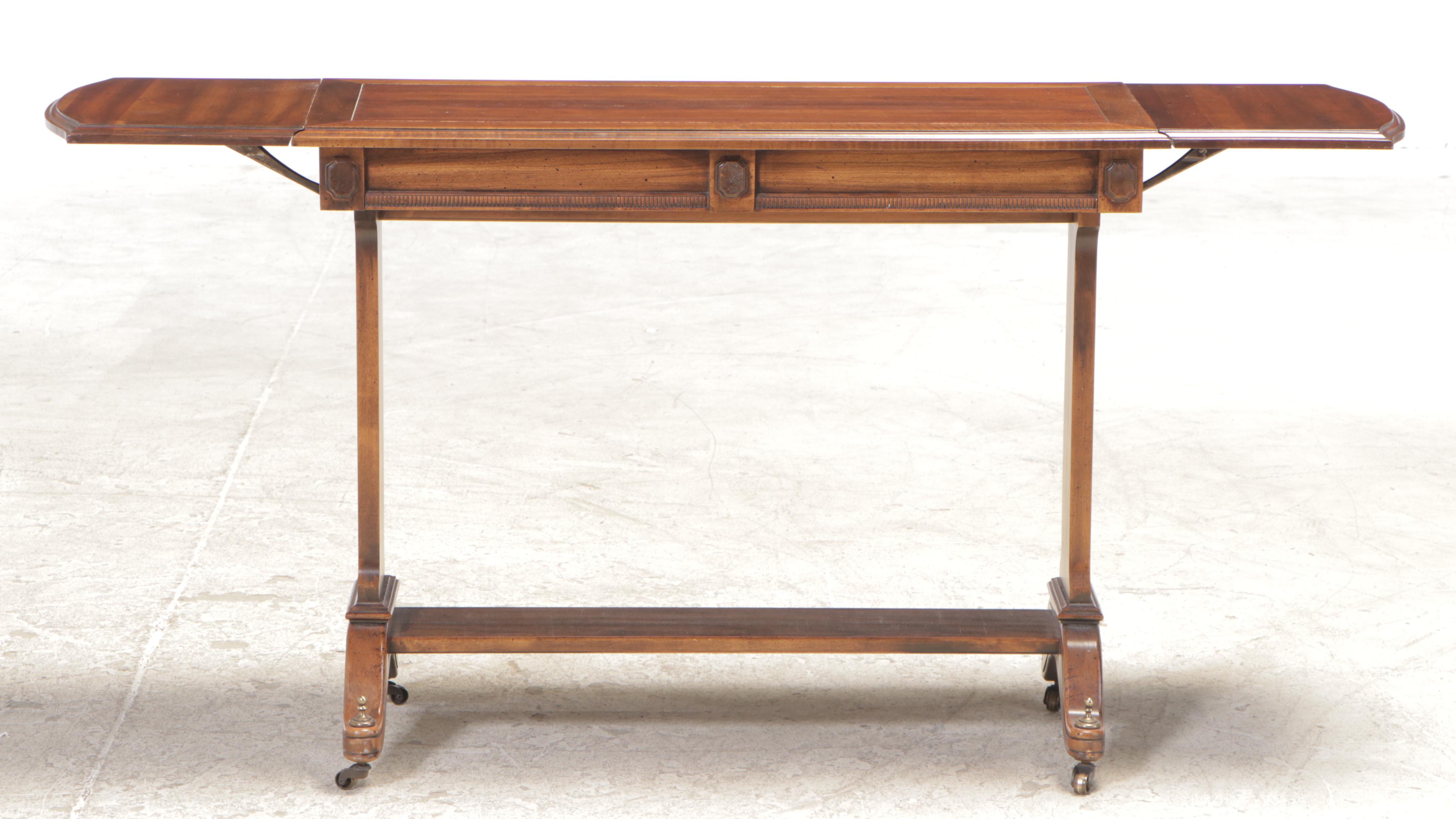 Regency Style Cherrywood Drop-Leaf Console Table, Late 20th Century