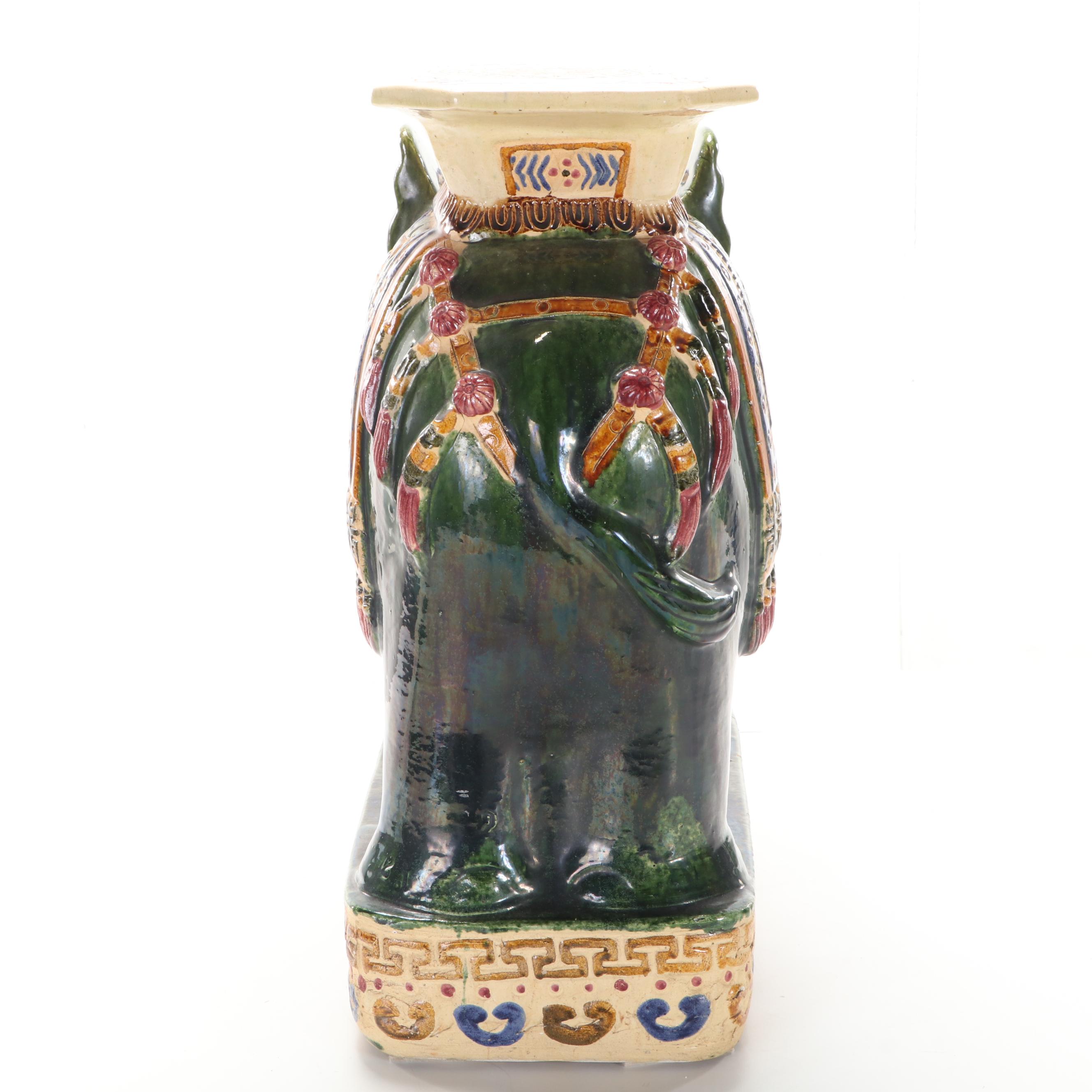 East Asian Glazed Earthenware Elephant Garden Seat