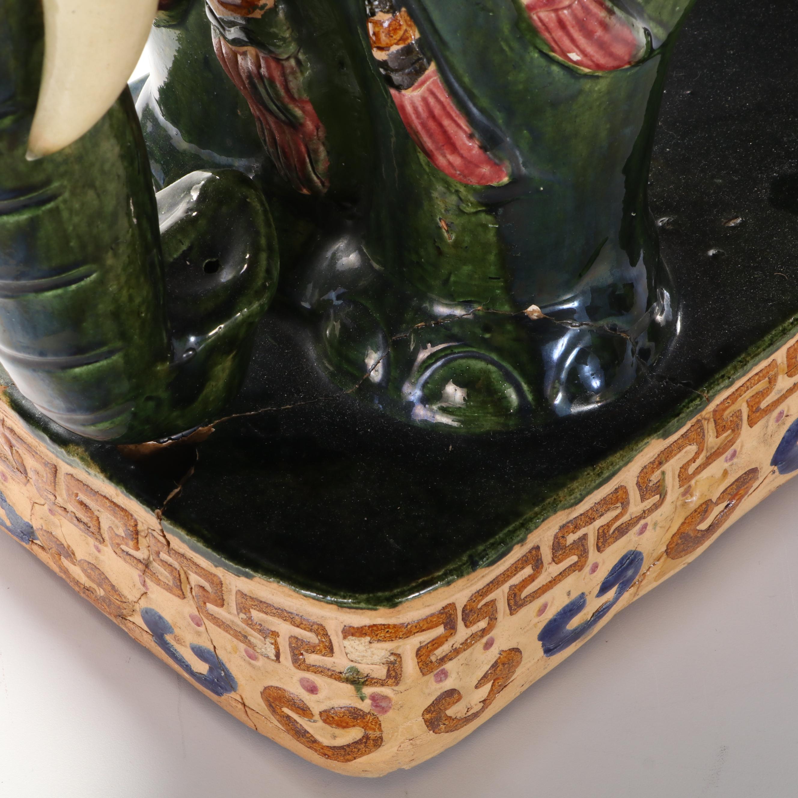 East Asian Glazed Earthenware Elephant Garden Seat