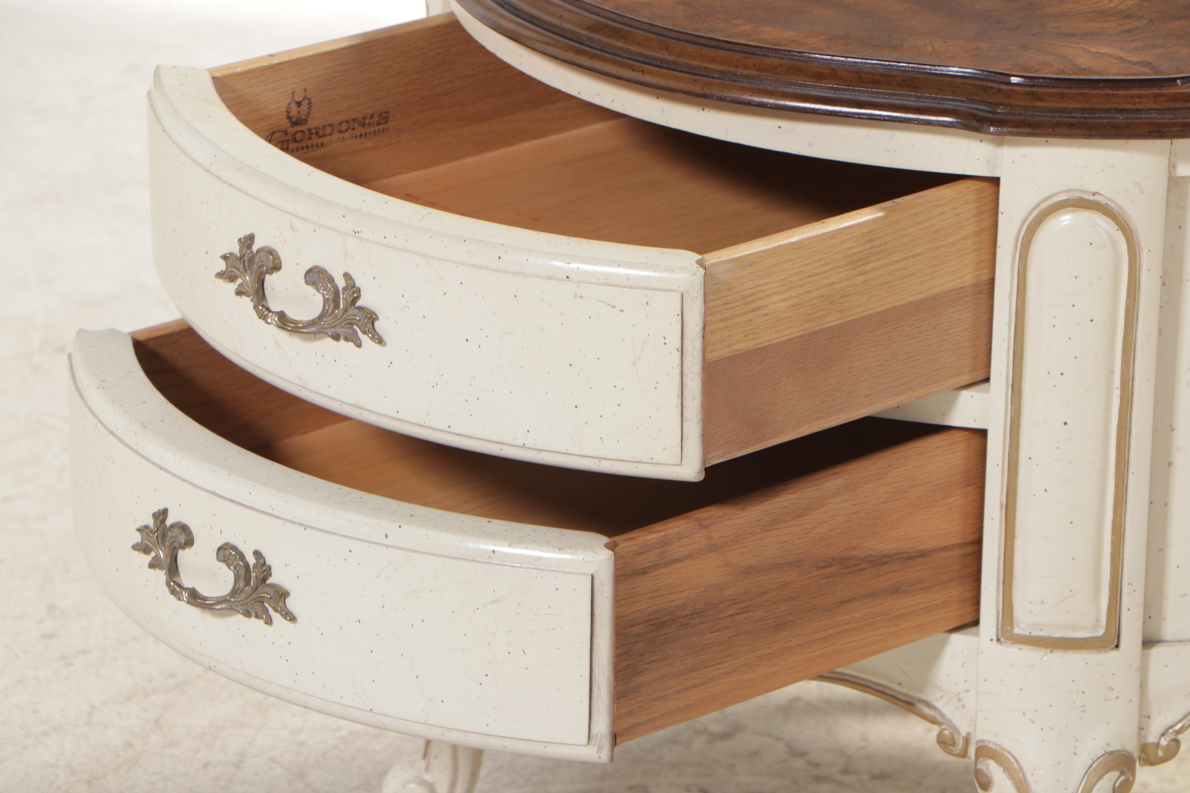 Two Gordon's Louis XV Style Painted, Parel-Gilt, Cherrywood, and Elm Side Tables