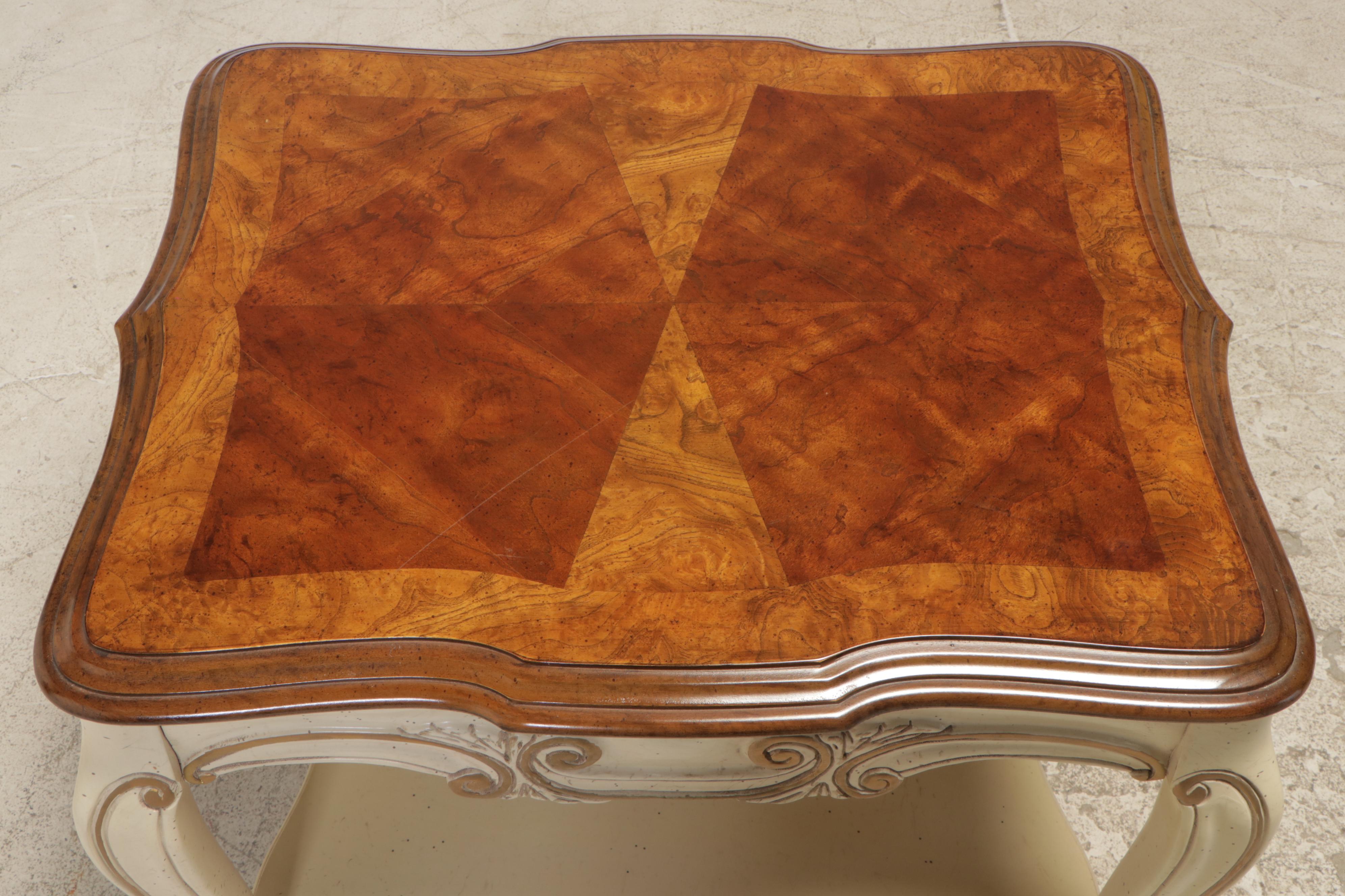 Two Gordon's Louis XV Style Painted, Parel-Gilt, Cherrywood, and Elm Side Tables