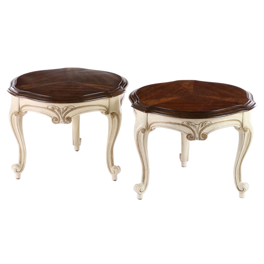 Pair of Gordon's Louis XV Style Painted, Parcel-Gilt, Cherry, & Elm Side Tables