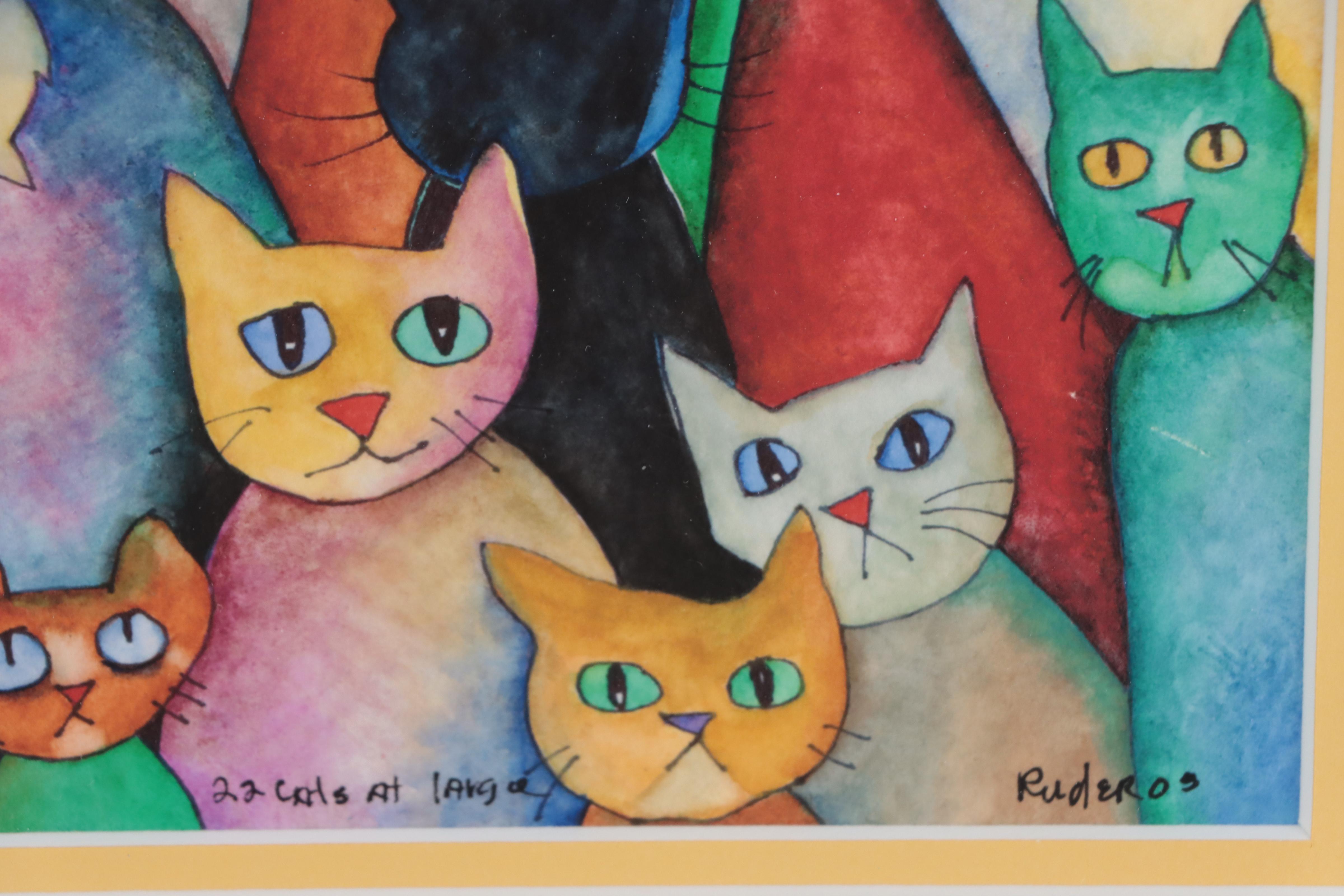 Samuel Ruder Giclée "22 Cats At Large," 2005