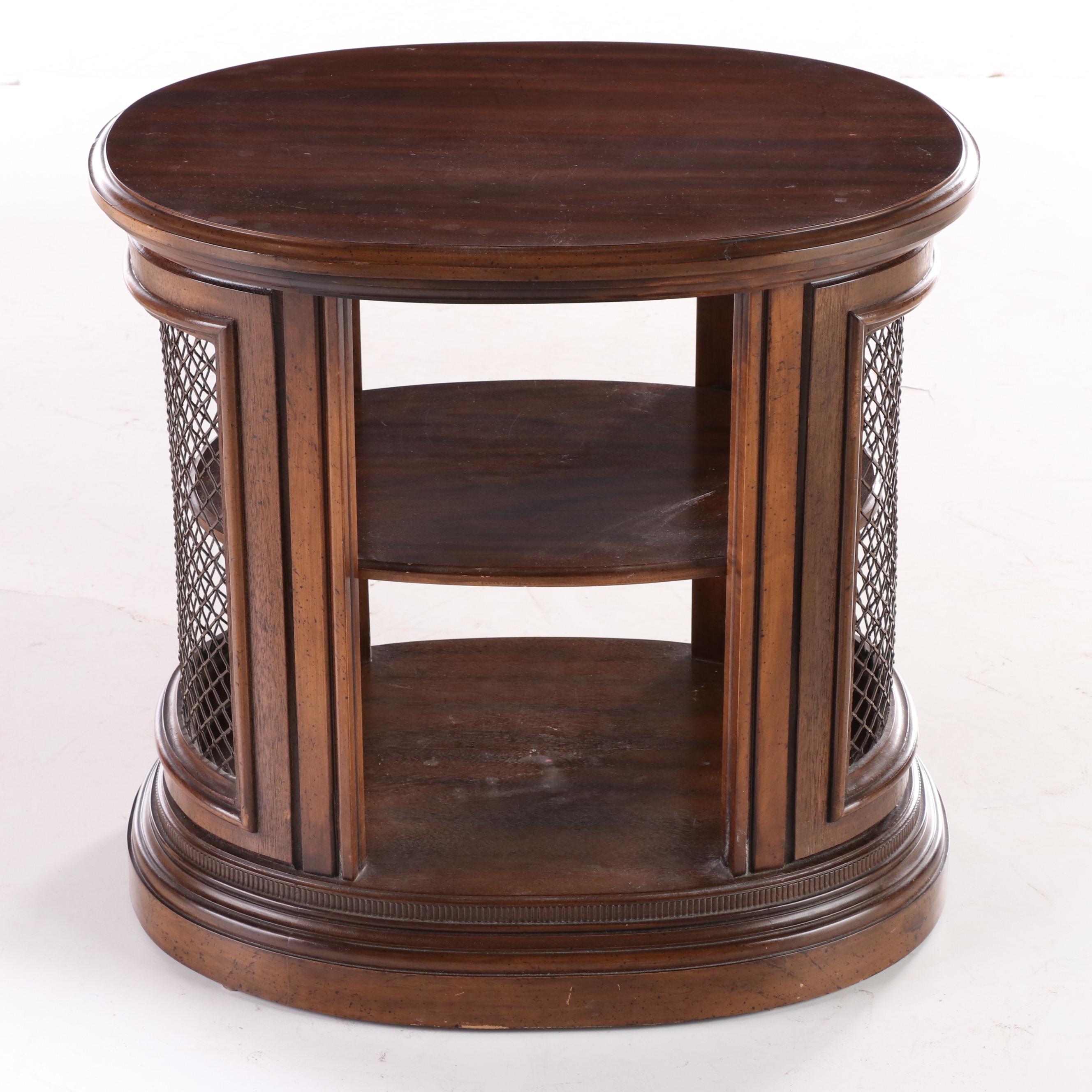 Regency Style Cherrywood-Stained and Metal-Mounted Side Table, Late 20th Century