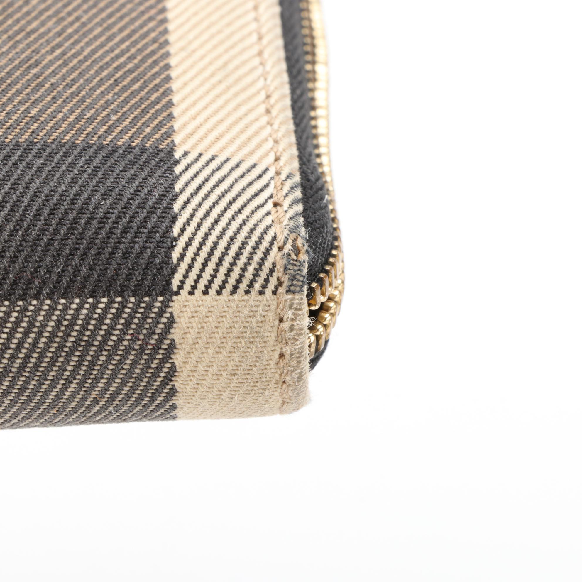 Burberry Zip-Around Wallet in Giant House Check Canvas and Leather with Box