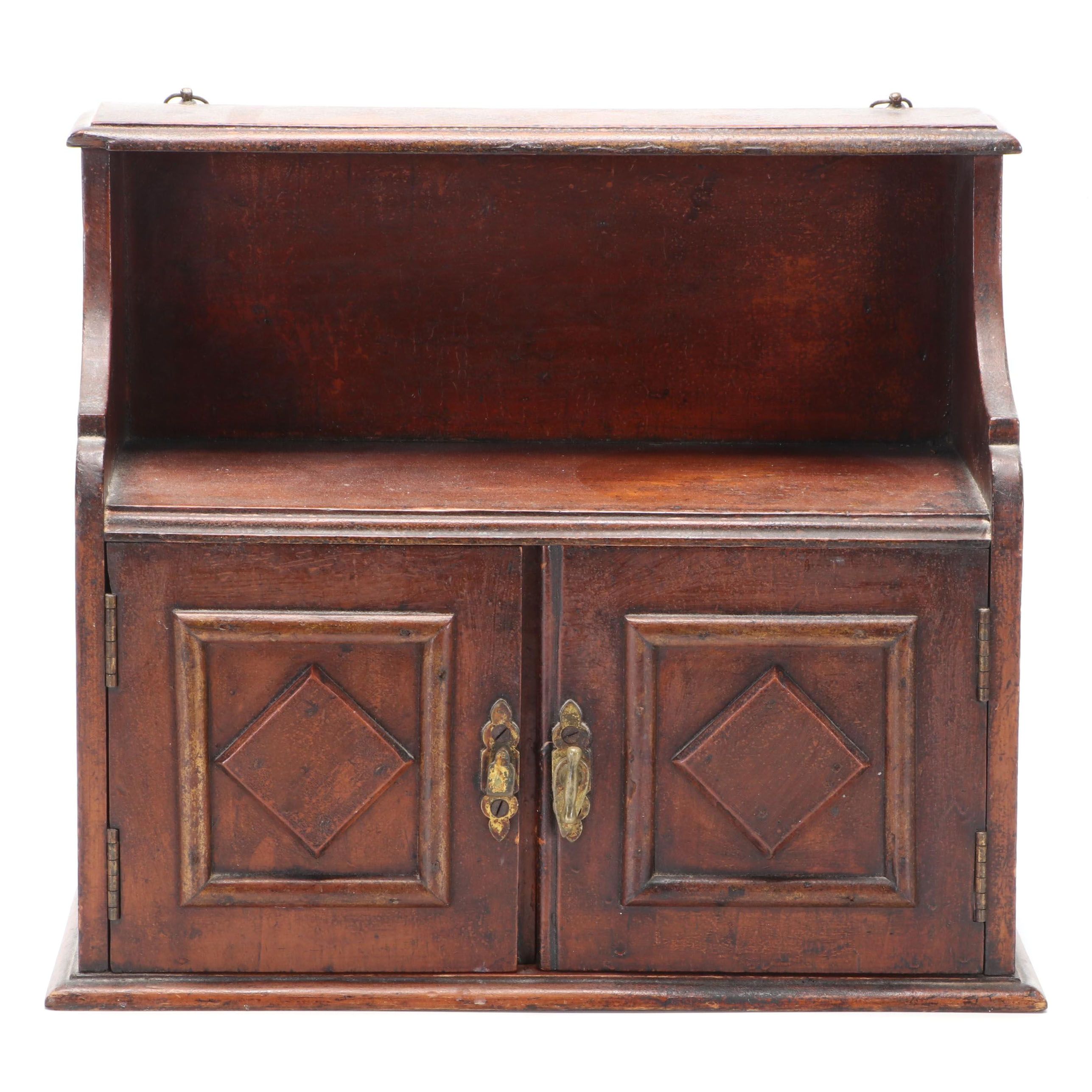 American Primitive Wooden Wall Cupboard, Late 19th to Early 20th Century