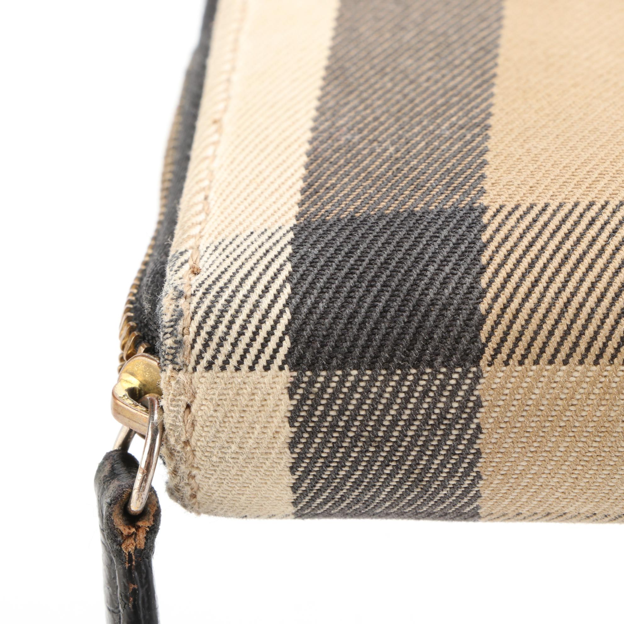 Burberry Zip-Around Wallet in Giant House Check Canvas and Leather with Box