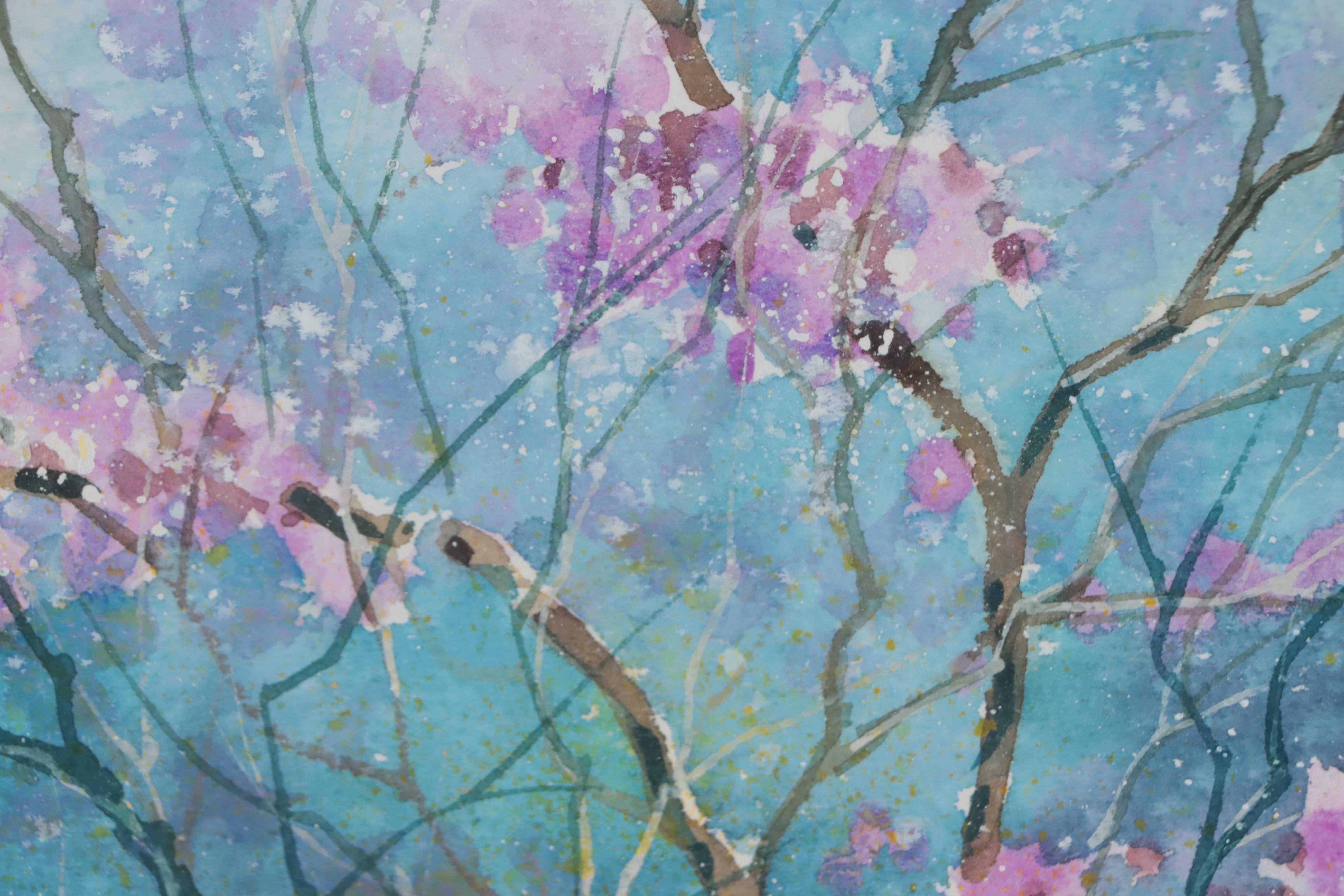 Tom Bluemlein Watercolor Painting of Blossoms