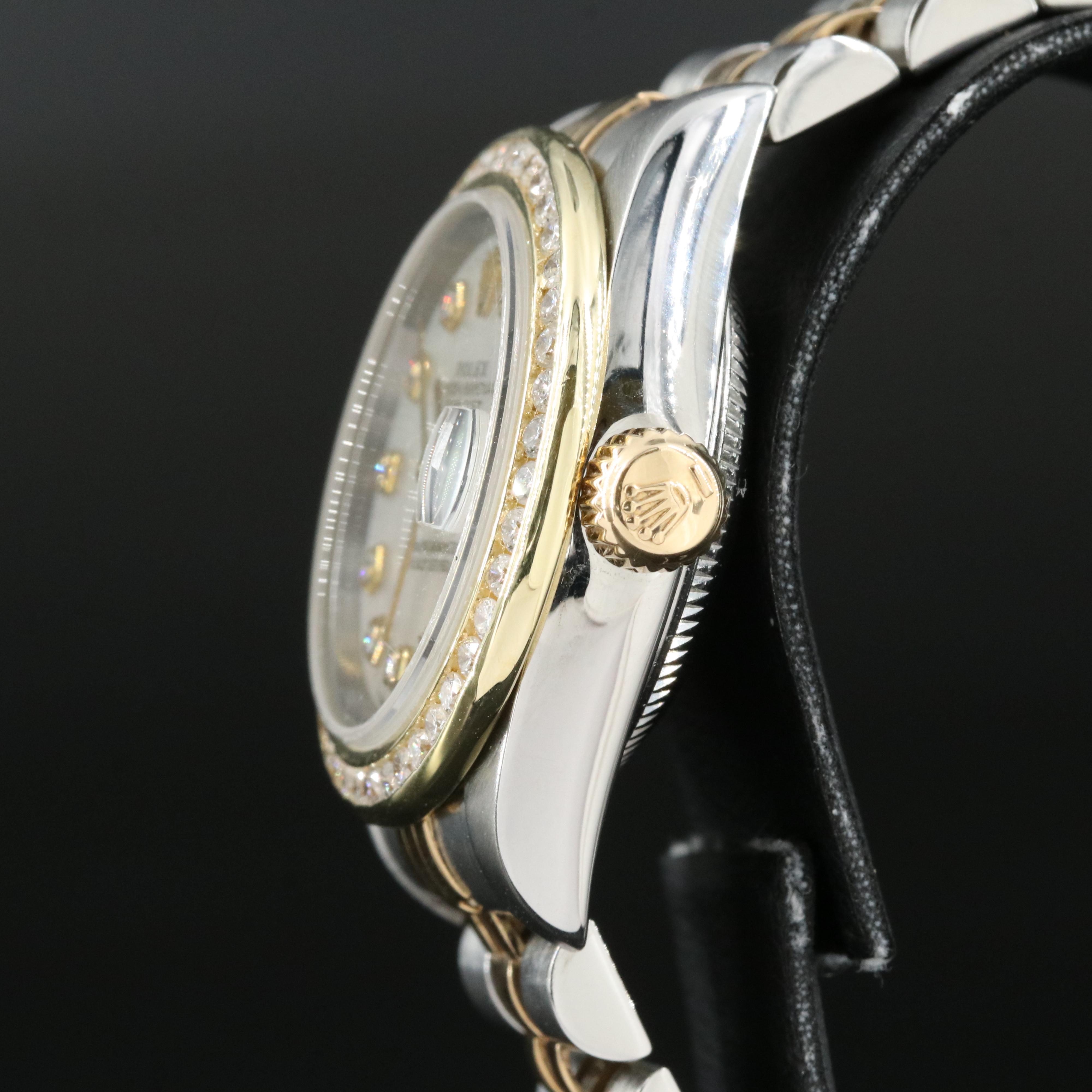 1996 Rolex Oyster Perpetual 1.01 CTW Diamond Dial and Bezel Datejust Watch