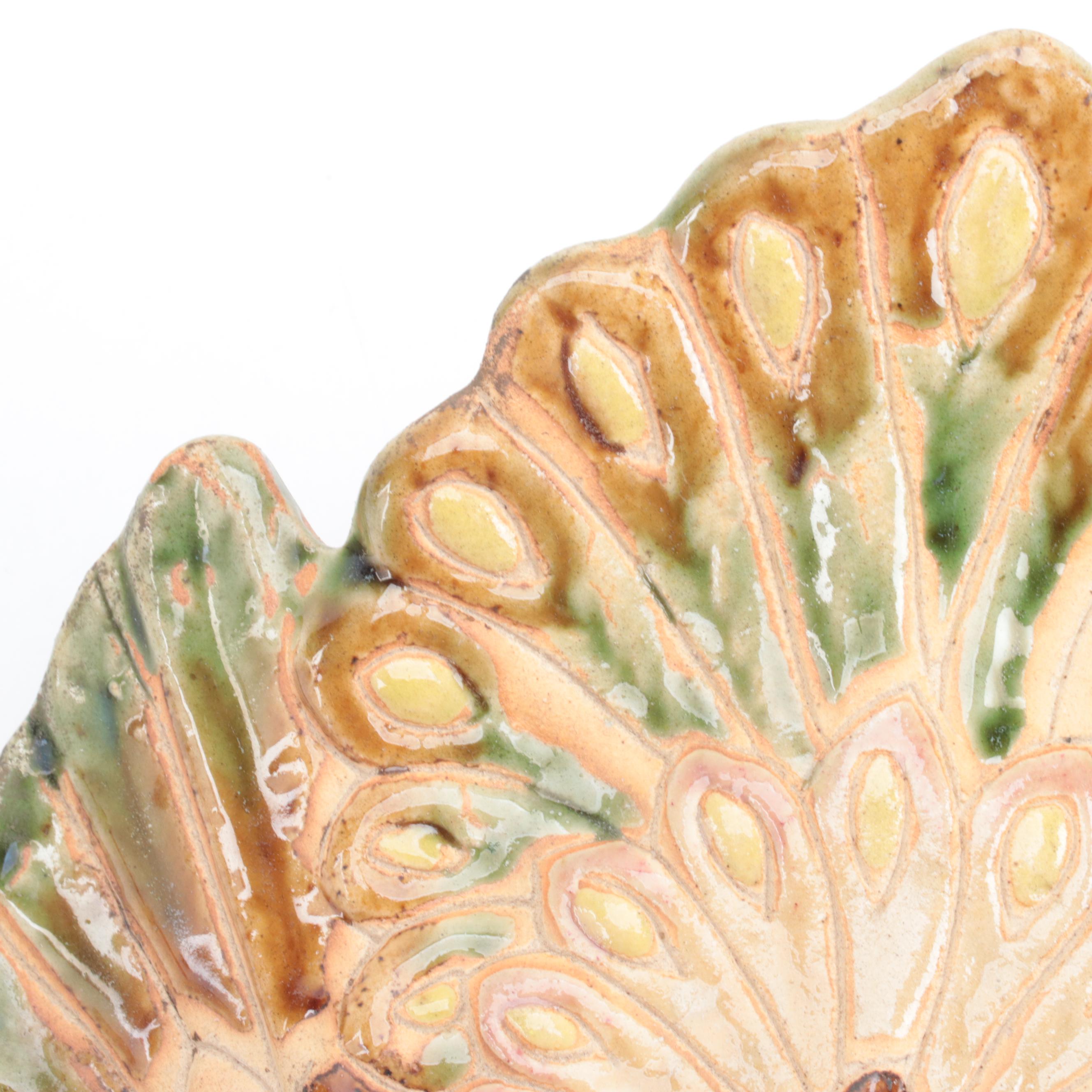 Chinese Peacock and Basket Form Glazed Pottery Wall Pockets