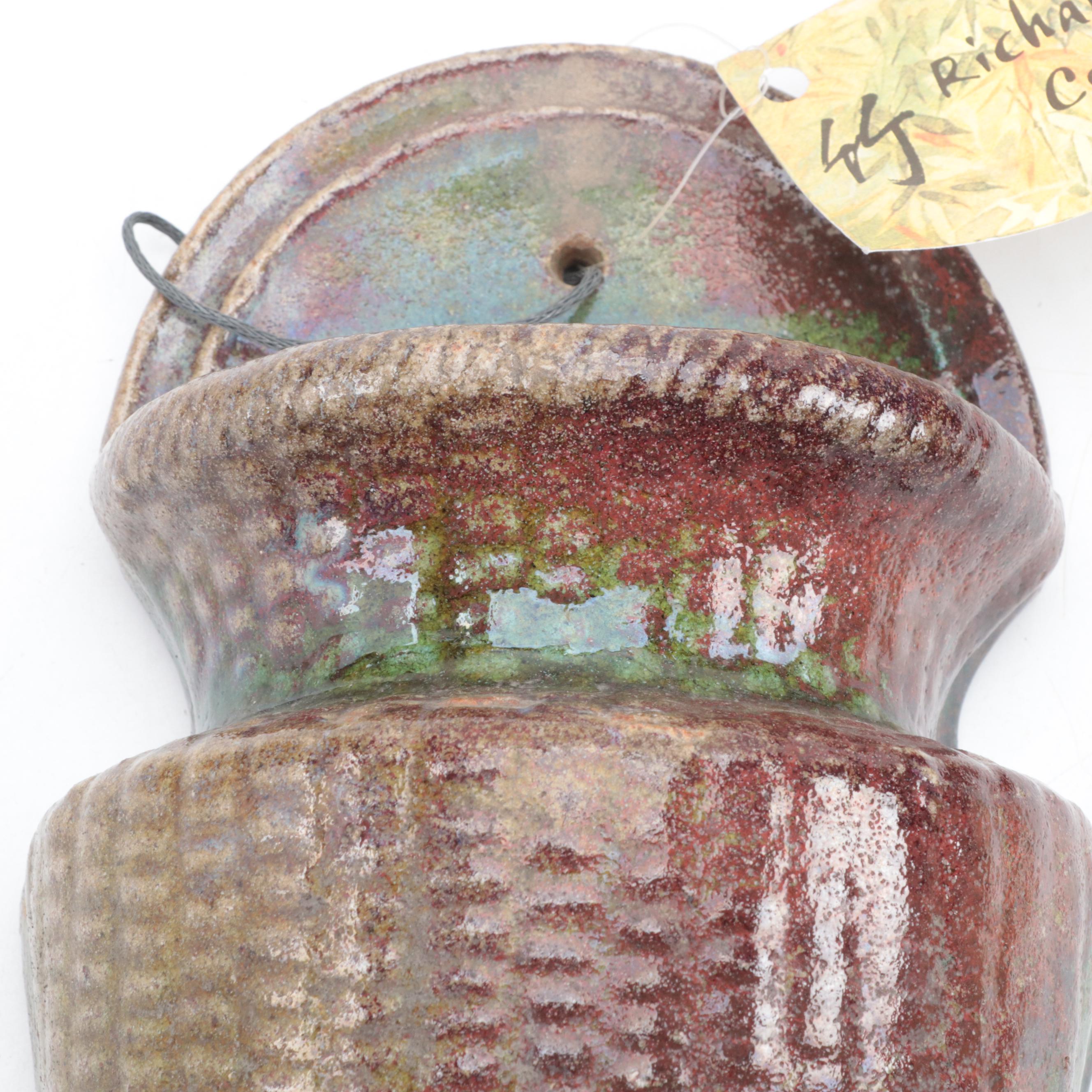 Chinese Peacock and Basket Form Glazed Pottery Wall Pockets