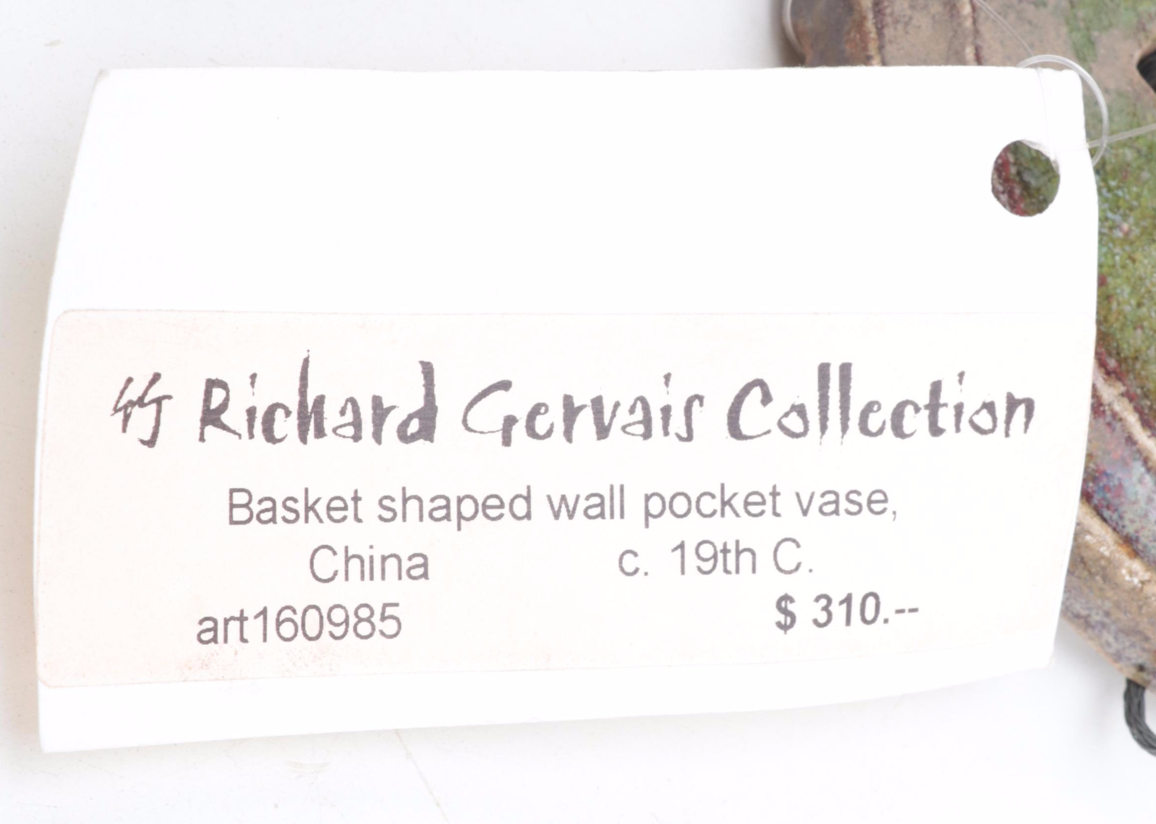 Chinese Peacock and Basket Form Glazed Pottery Wall Pockets