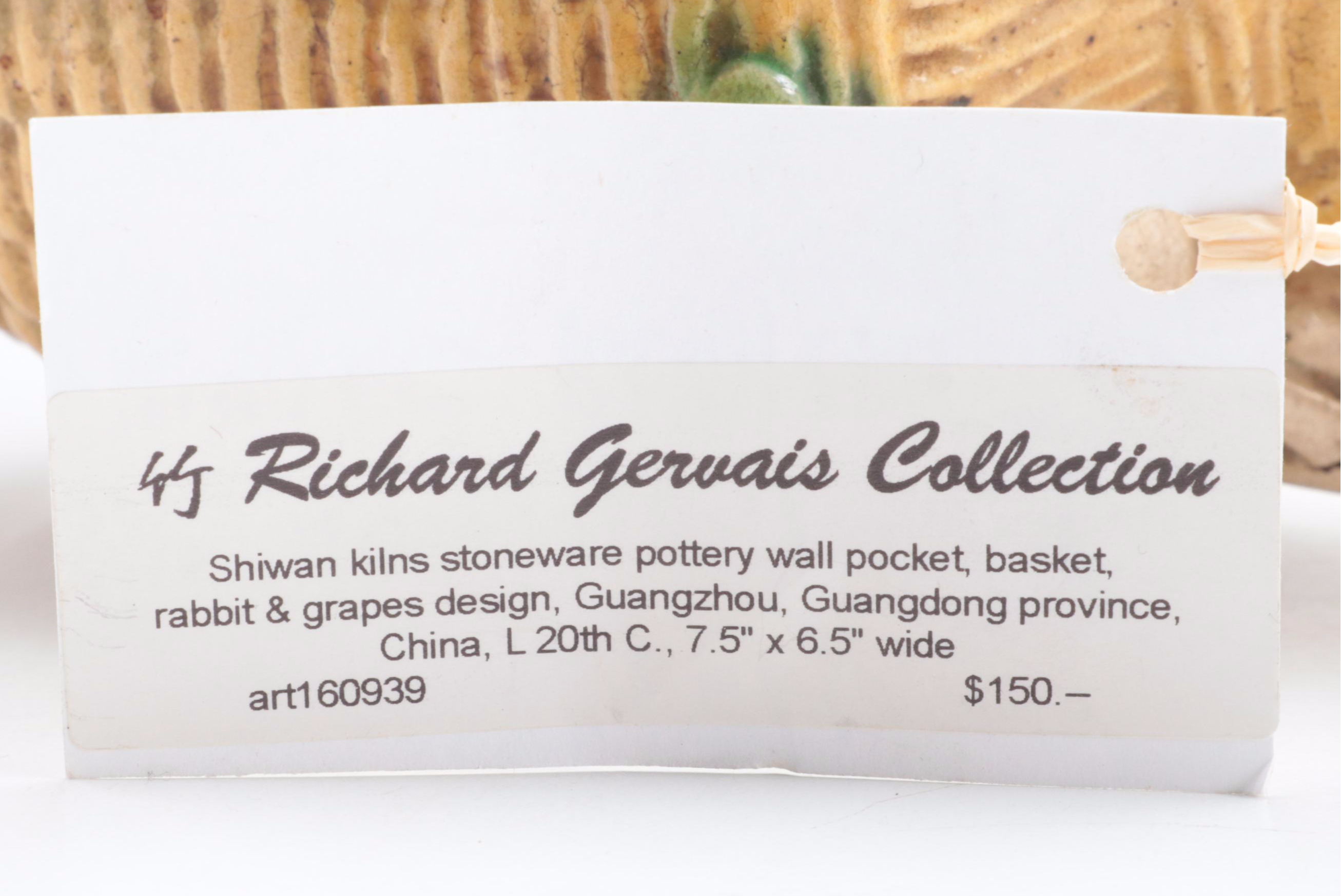 Chinese Peacock and Basket Form Glazed Pottery Wall Pockets