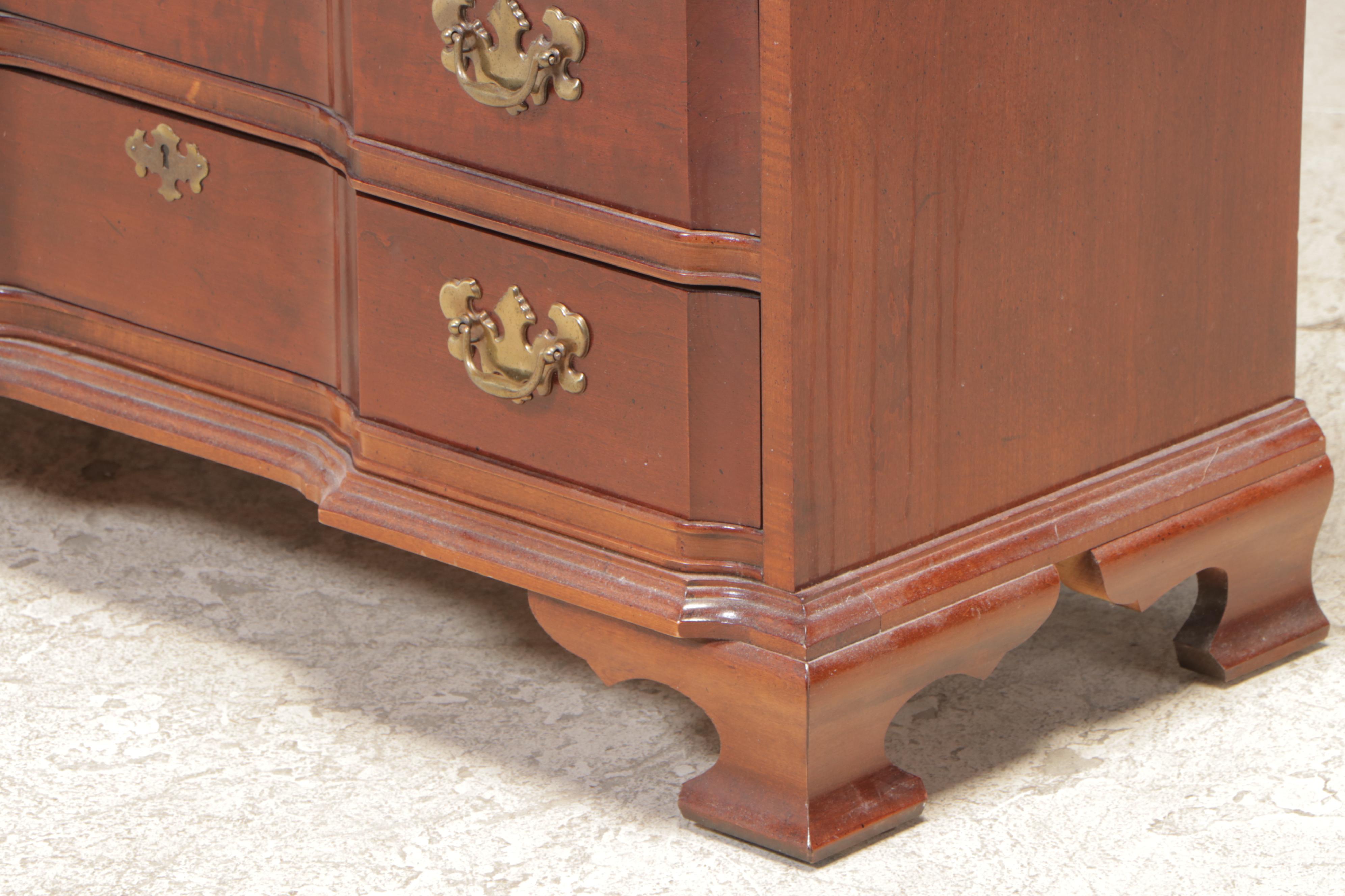 American Drew Chippendale Style Cherrywood Block-Front Four-Drawer Chest