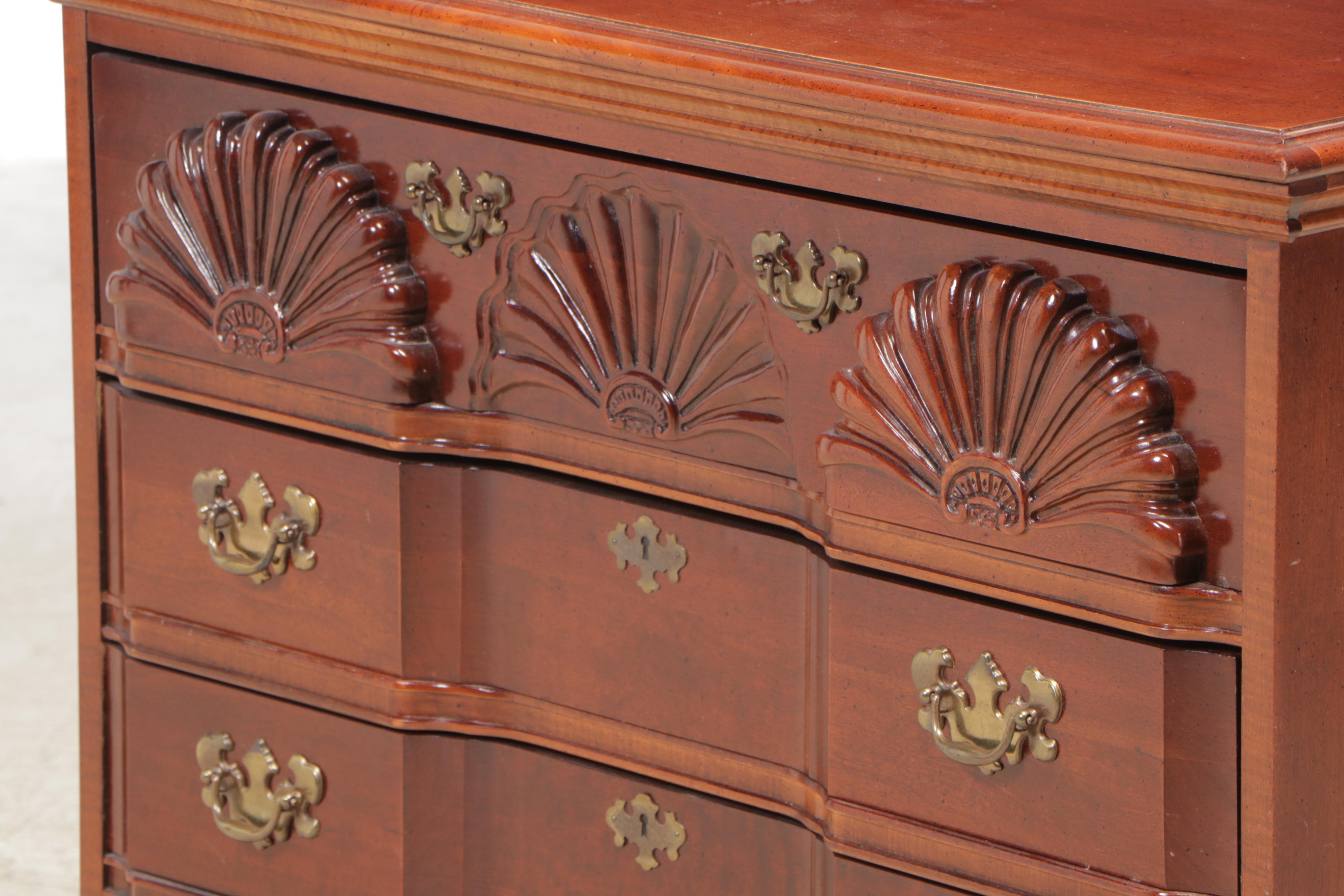 American Drew Chippendale Style Cherrywood Block-Front Four-Drawer Chest