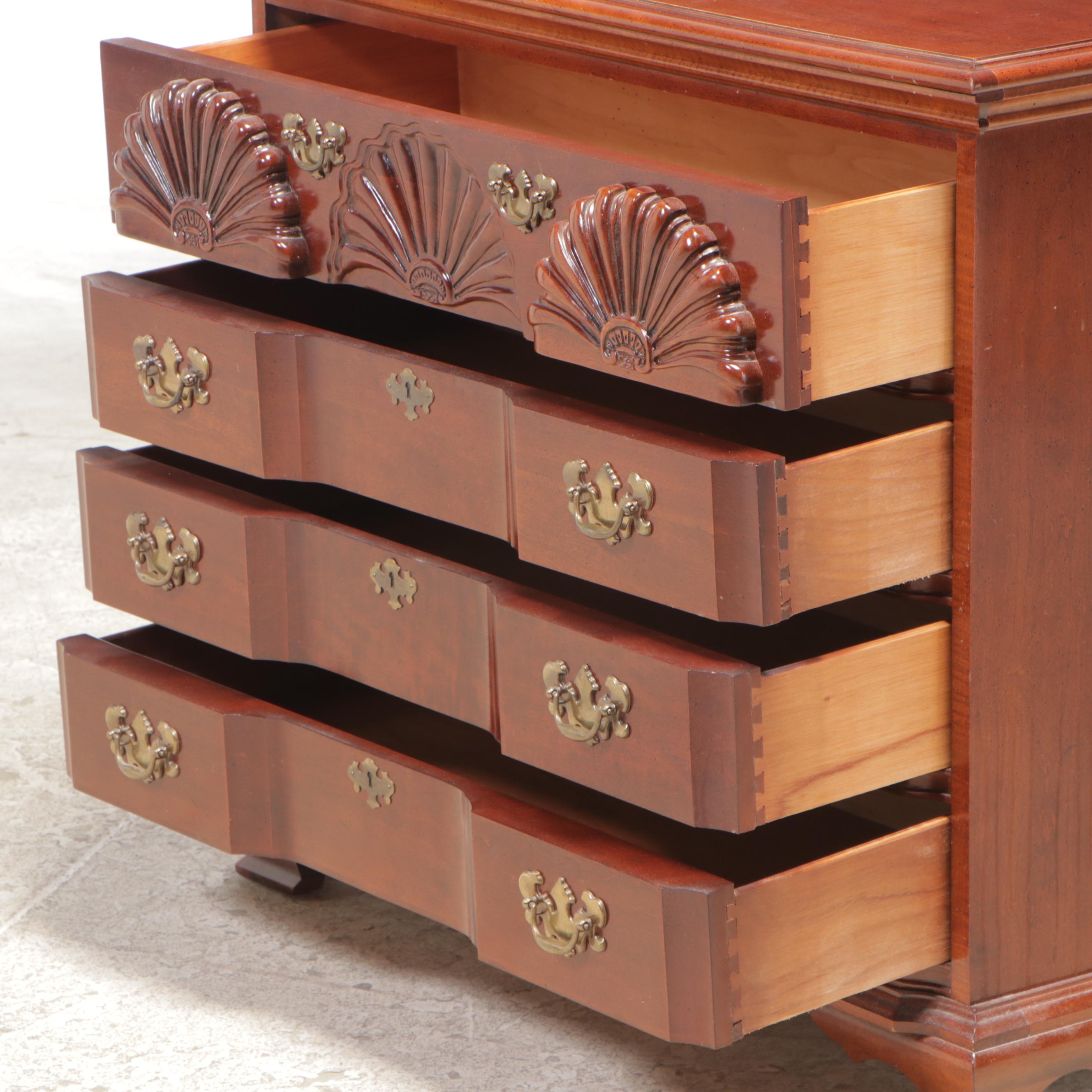 American Drew Chippendale Style Cherrywood Block-Front Four-Drawer Chest