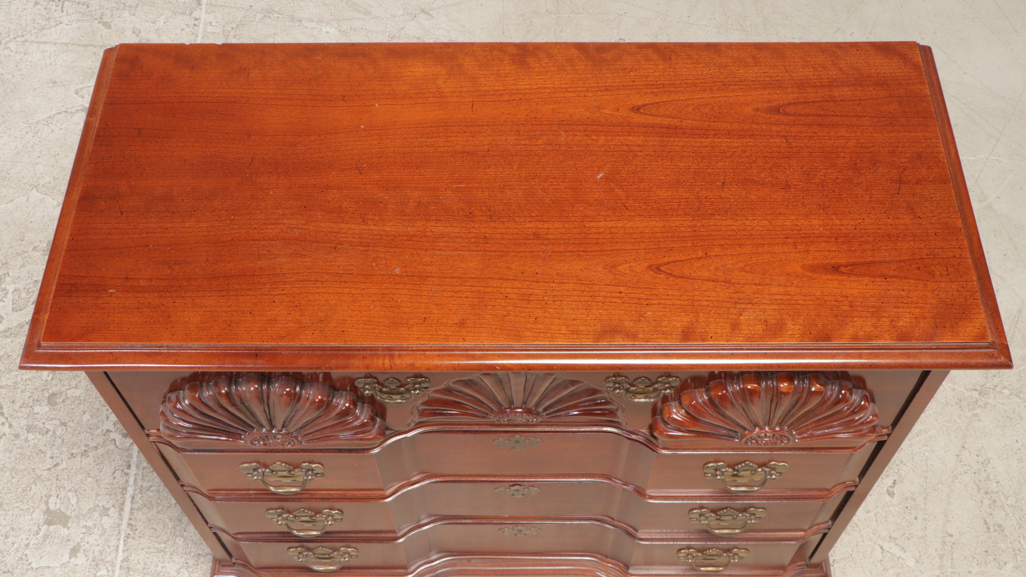 American Drew Chippendale Style Cherrywood Block-Front Four-Drawer Chest