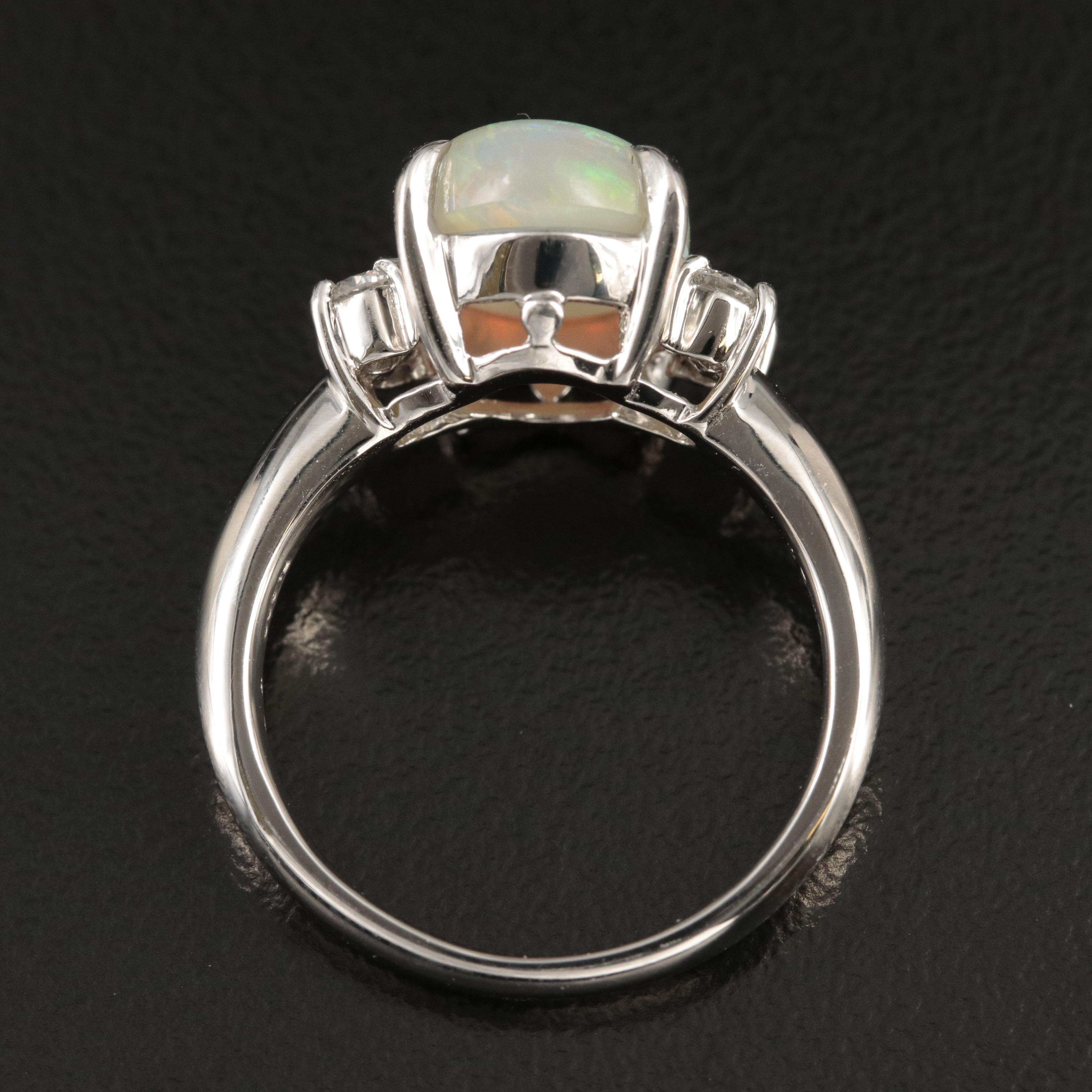 Platinum 3.44 CT Opal and Diamond Ring