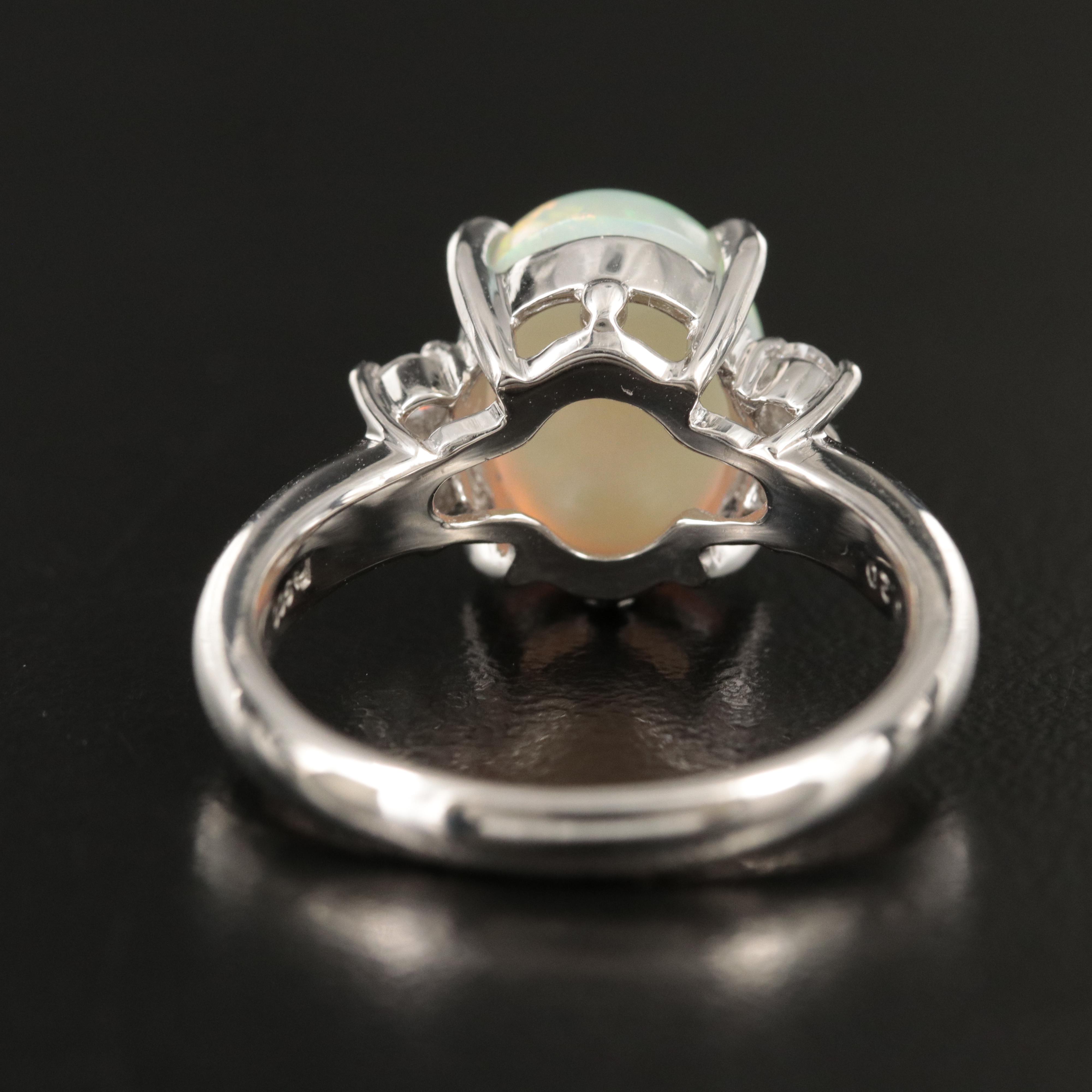 Platinum 3.44 CT Opal and Diamond Ring