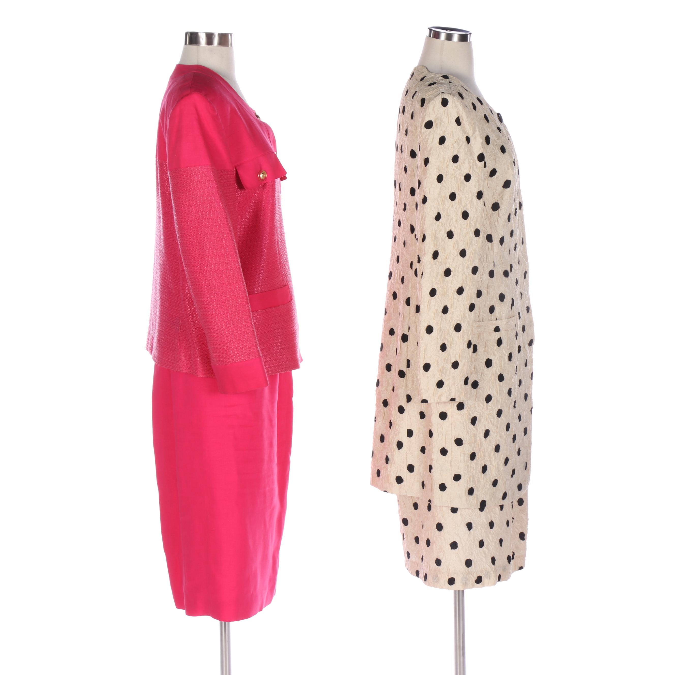 Louis Féraud Skirt Suits with Collarless Jackets