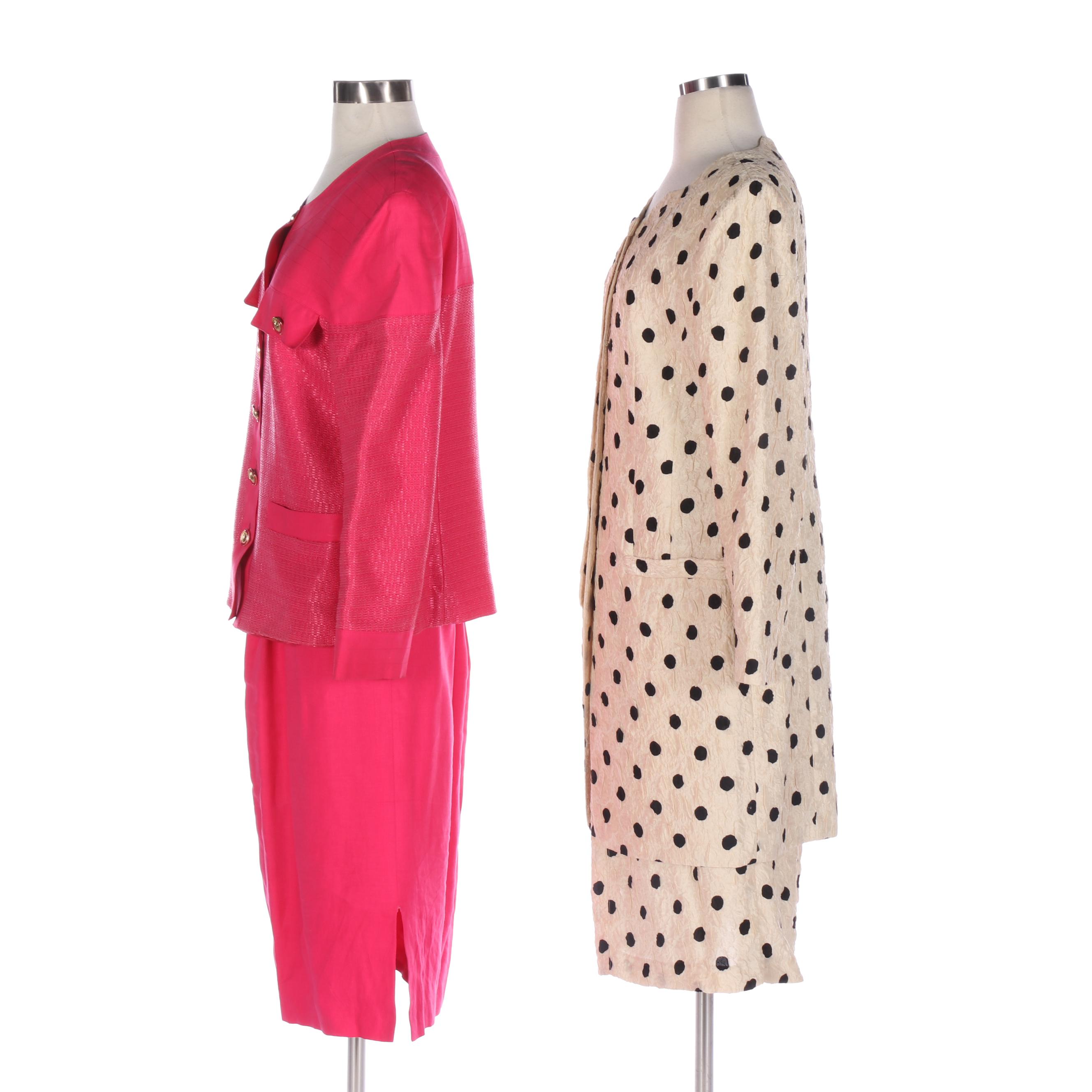 Louis Féraud Skirt Suits with Collarless Jackets
