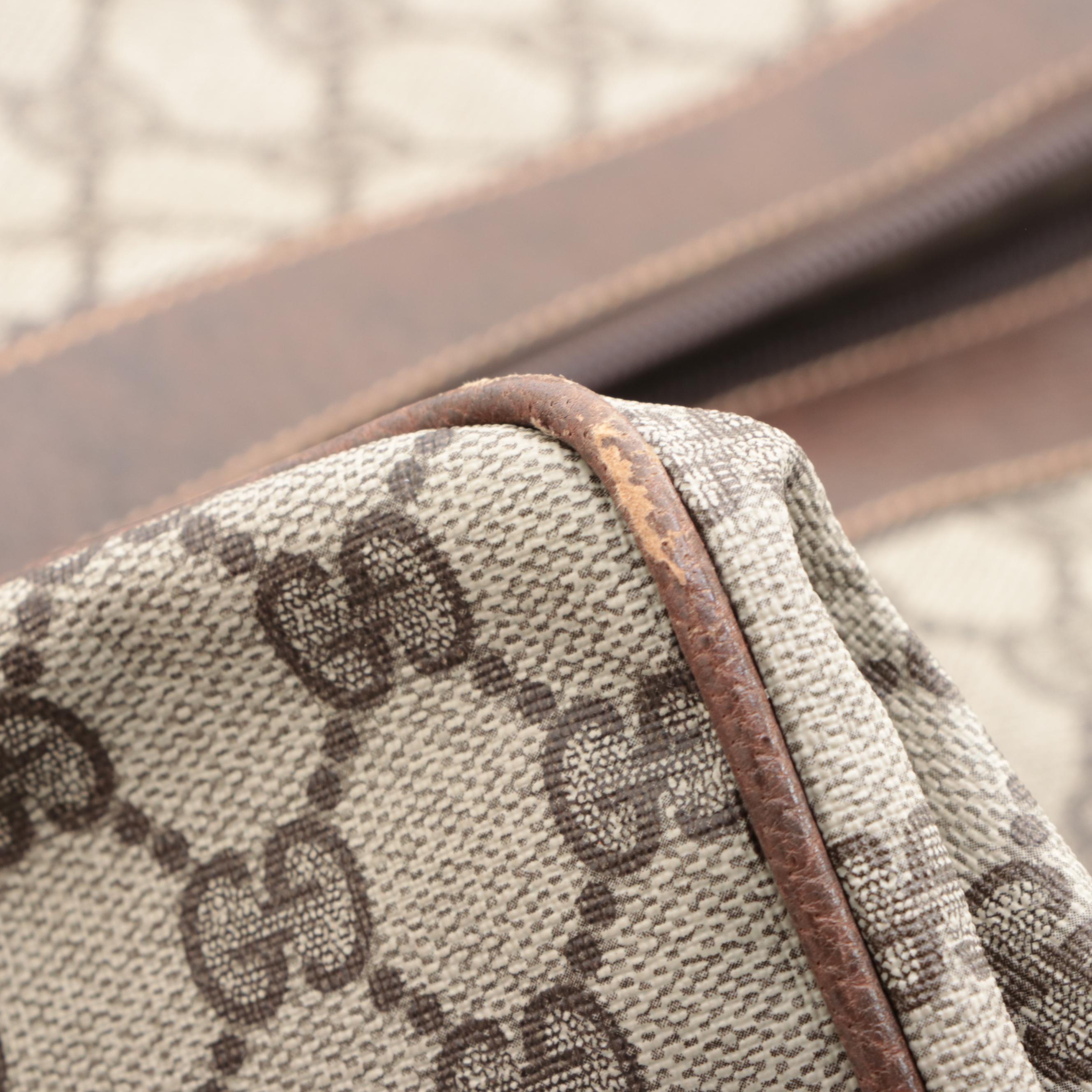 Gucci Zip Travel Bag in GG Supreme Canvas and Dark Brown Cinghiale Leather Trim