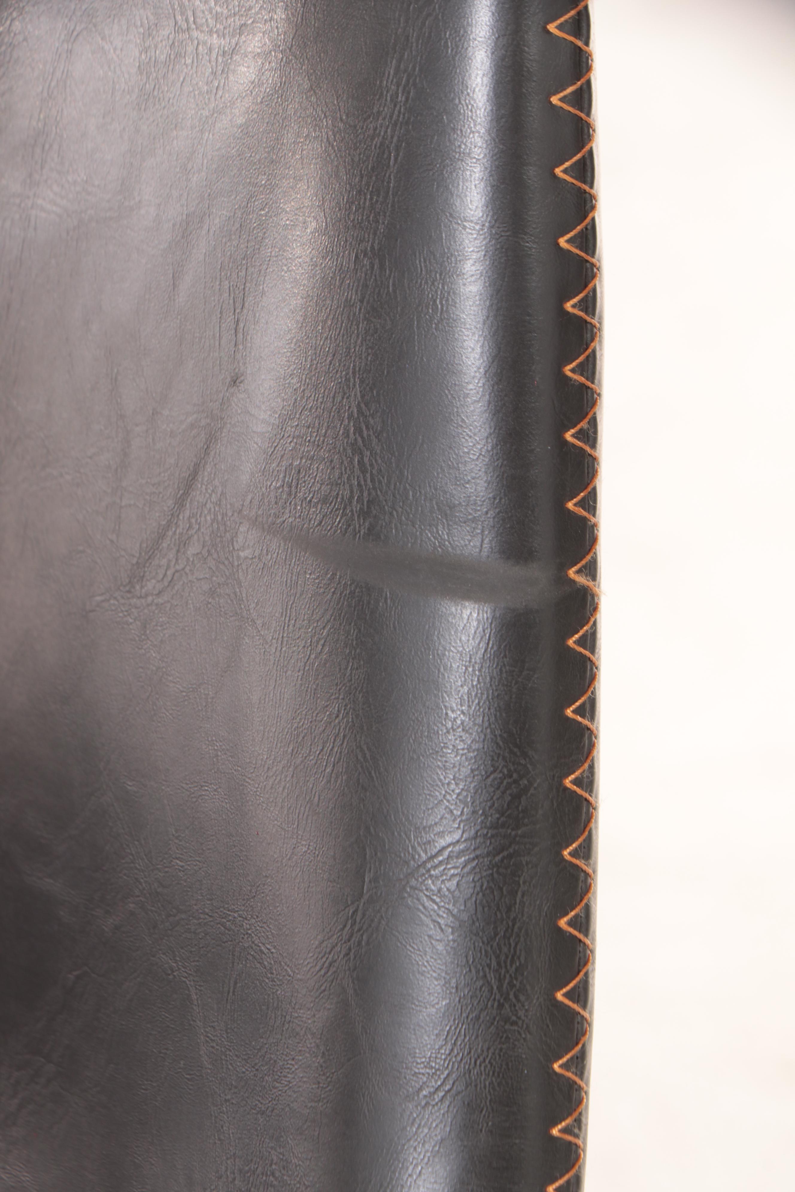 Four Contemporary Metal and Faux-Leather Bar Stools