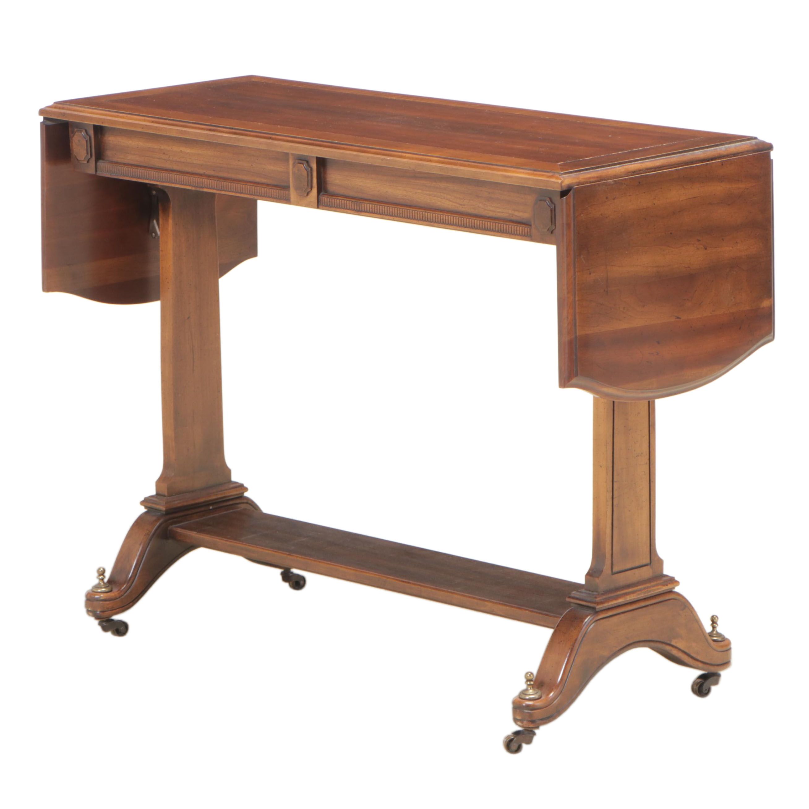 Regency Style Cherrywood Drop-Leaf Console Table, Late 20th Century
