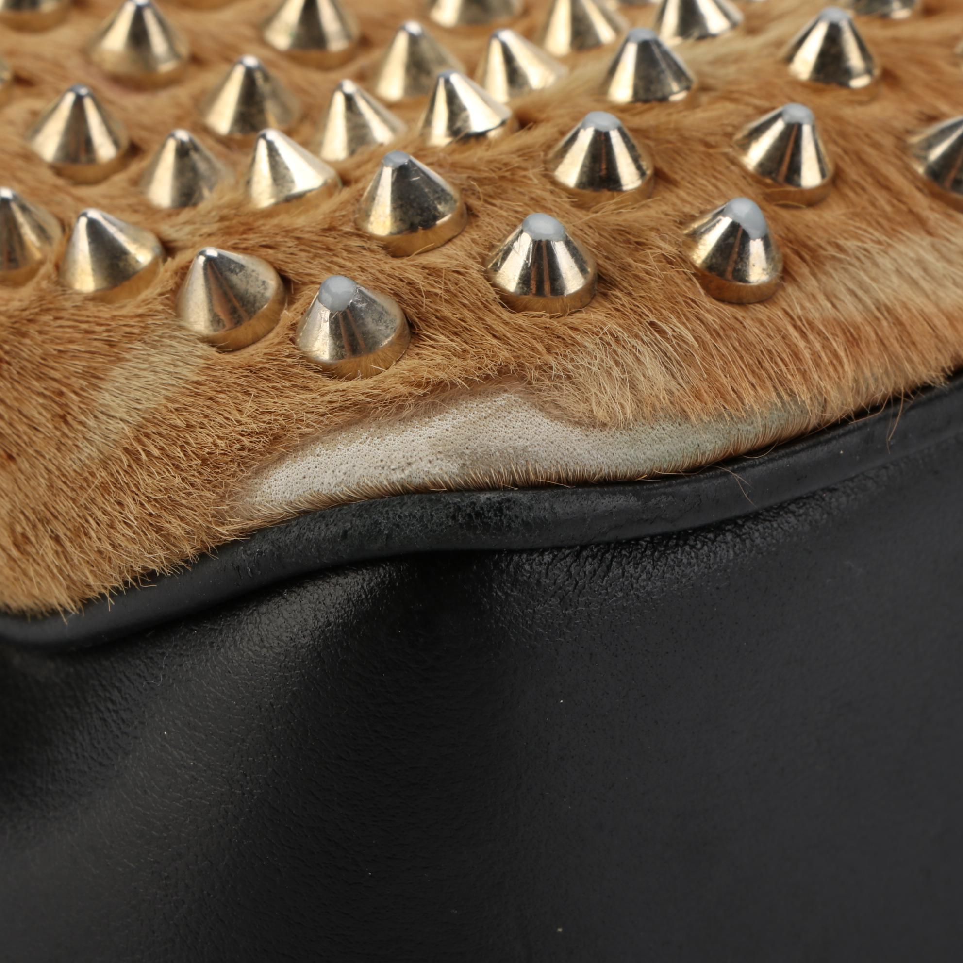 Christian Louboutin Triloubi Chain Bag in Spiked Calf Hair and Bicolor Leather