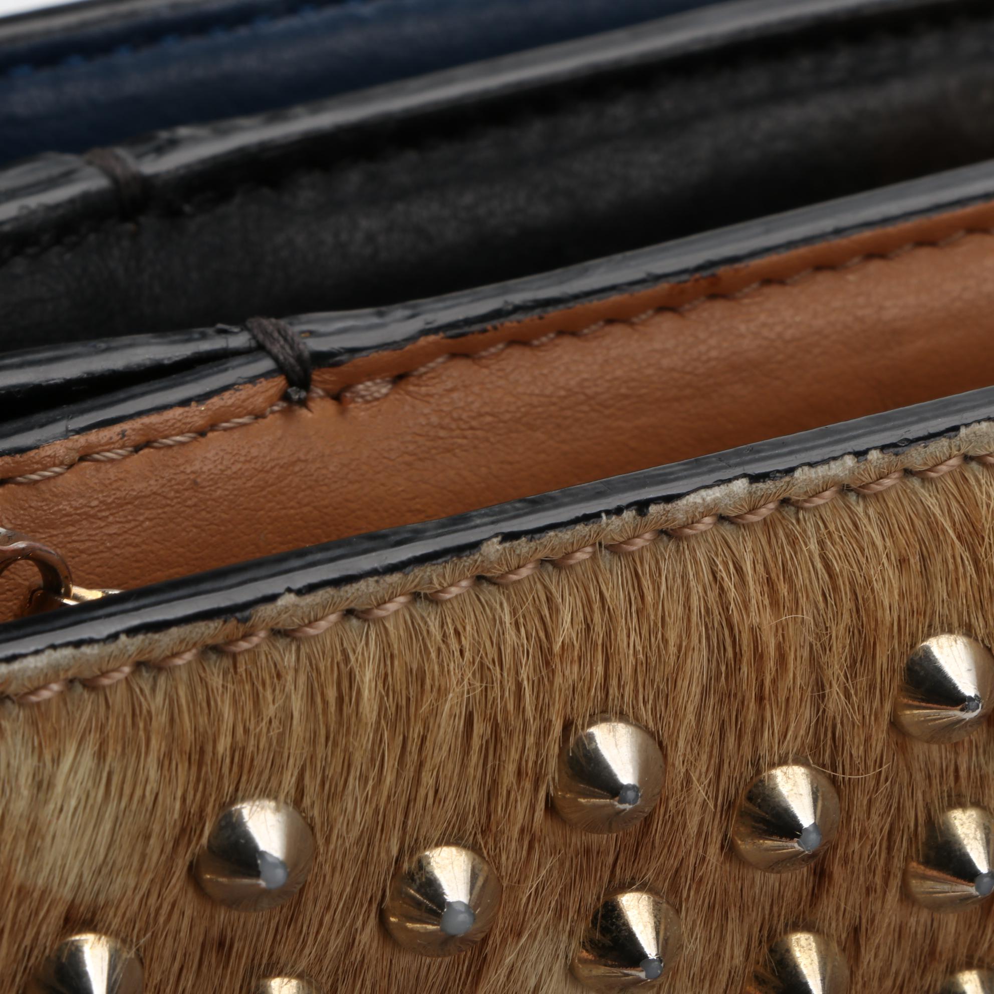 Christian Louboutin Triloubi Chain Bag in Spiked Calf Hair and Bicolor Leather