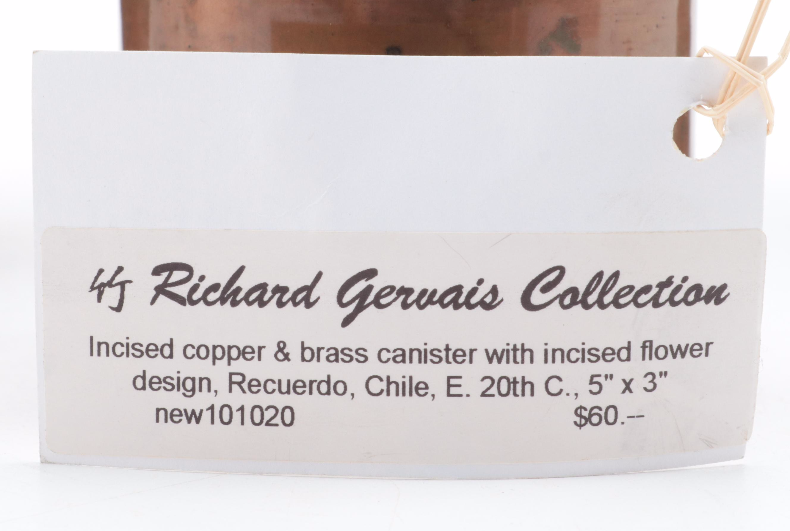 Tibetan Copper Teapot with Indian Pouring Vessel and Incised Chilean Canister