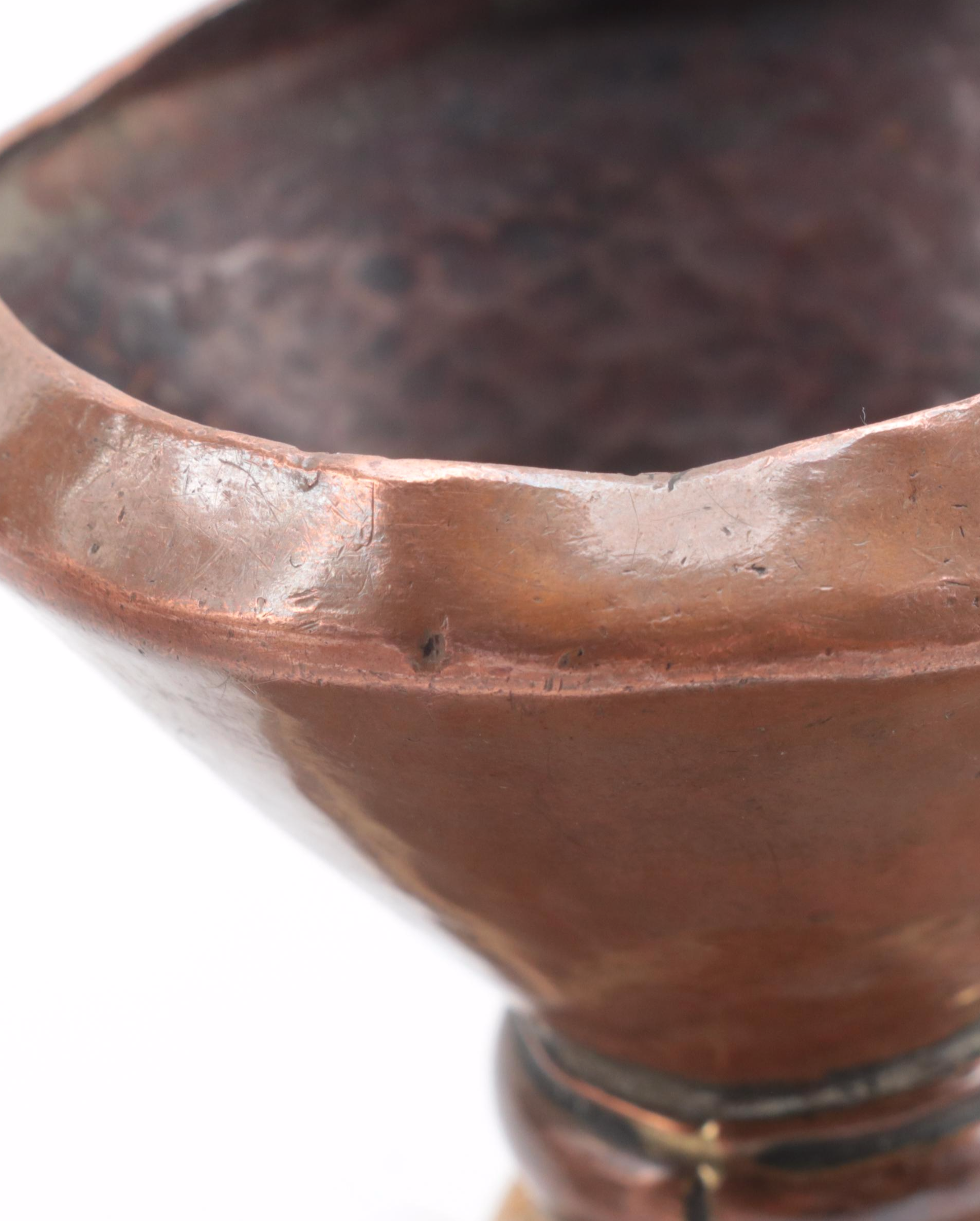 Tibetan Copper Teapot with Indian Pouring Vessel and Incised Chilean Canister