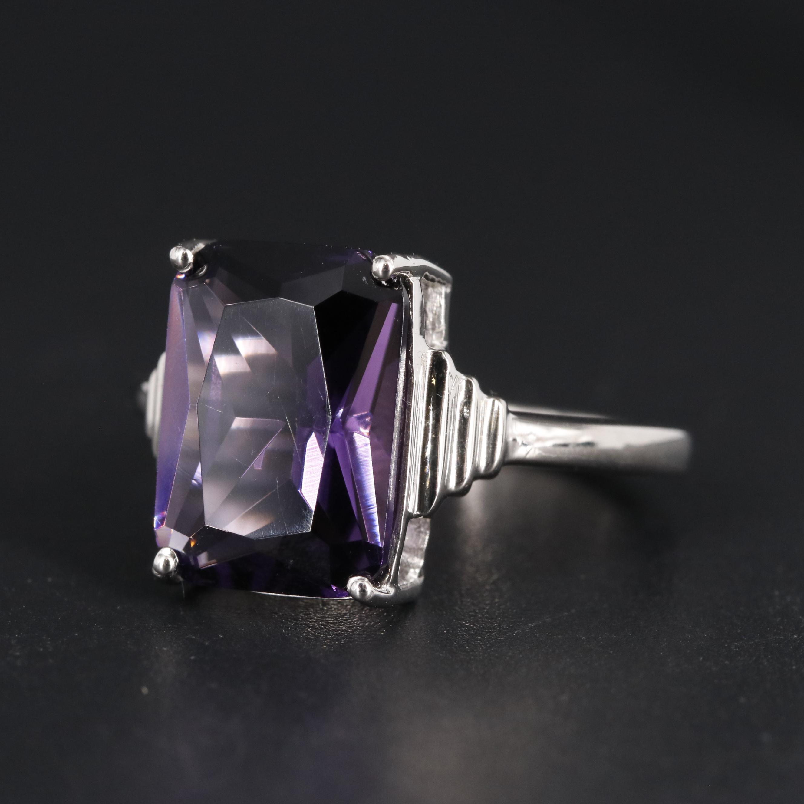 Sterling Amethyst Solitaire Ring