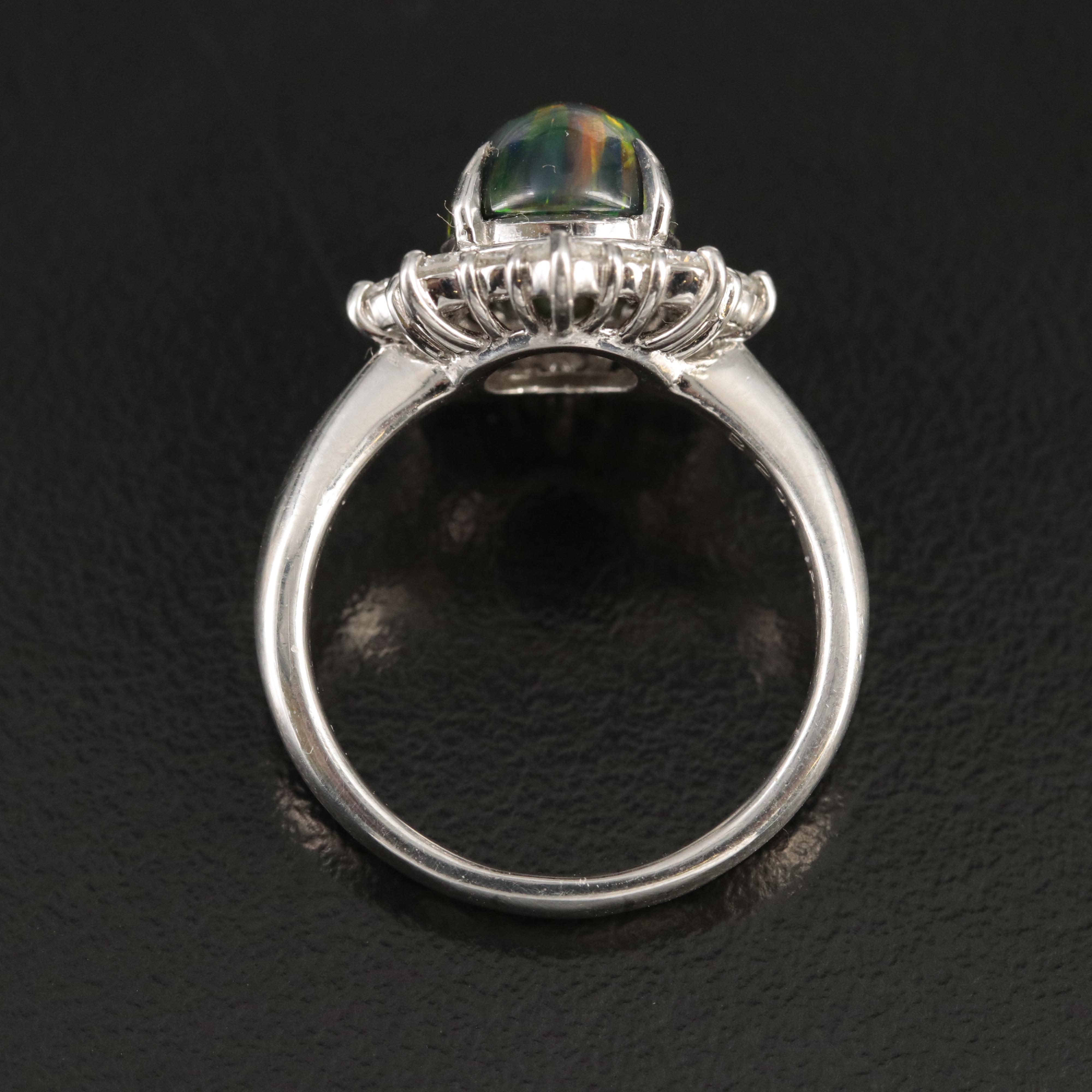 Platinum Opal and Diamond Ring