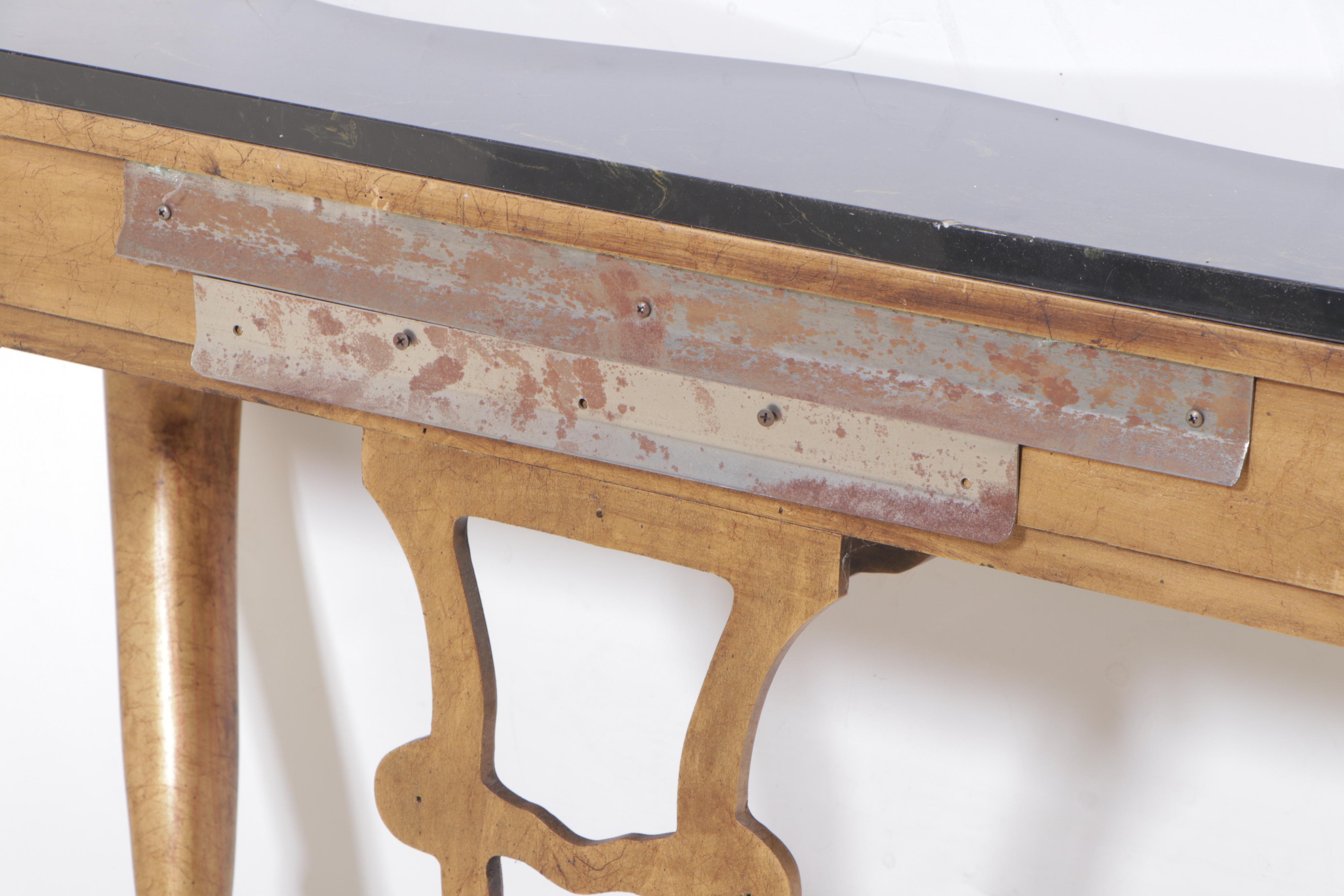 Louis XV Style Giltwood and Polished Stone Wall-Mount Console Table