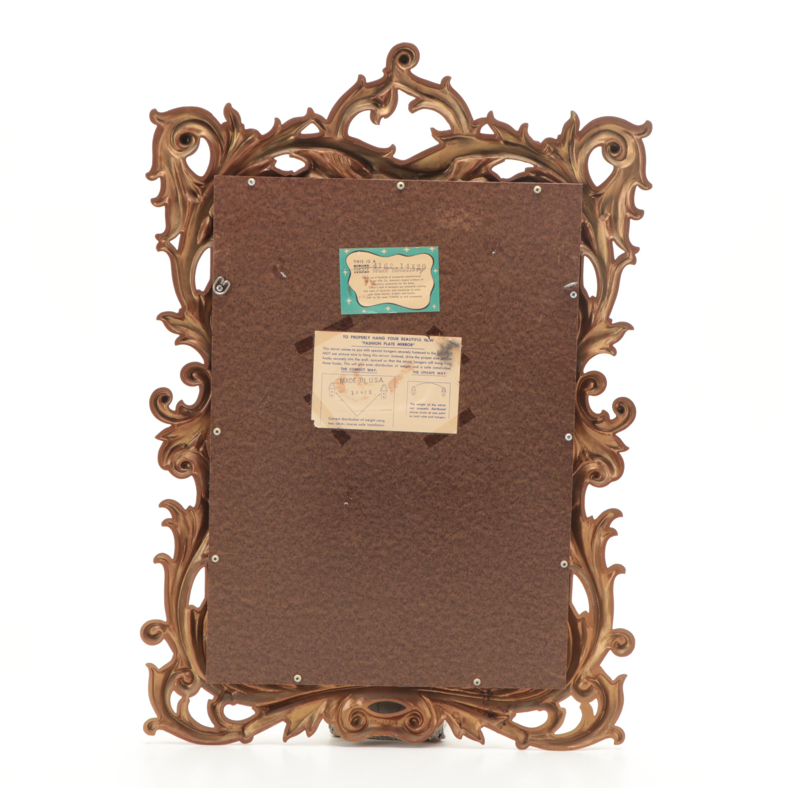 Turner Rococo Style Foliate Gilt Framed Wall Mirror, Mid-20th Century