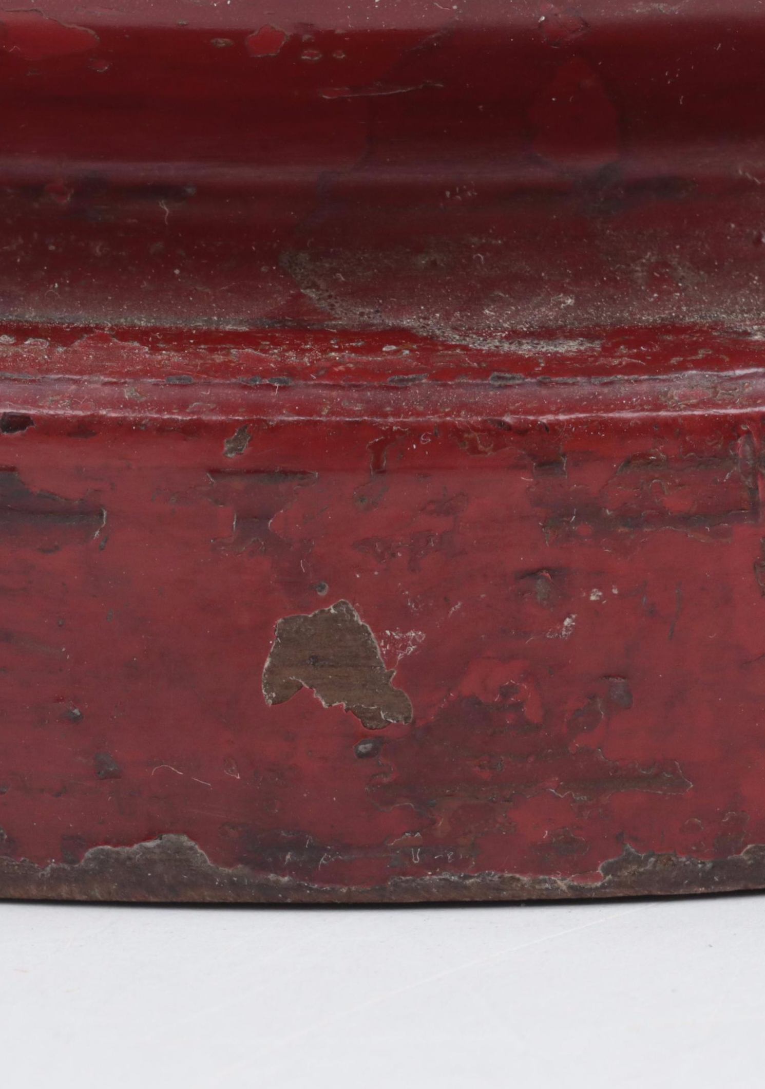 Vietnamese Red Lacquered Wood Buddhist Altar Temple Vase, Early 20th Century