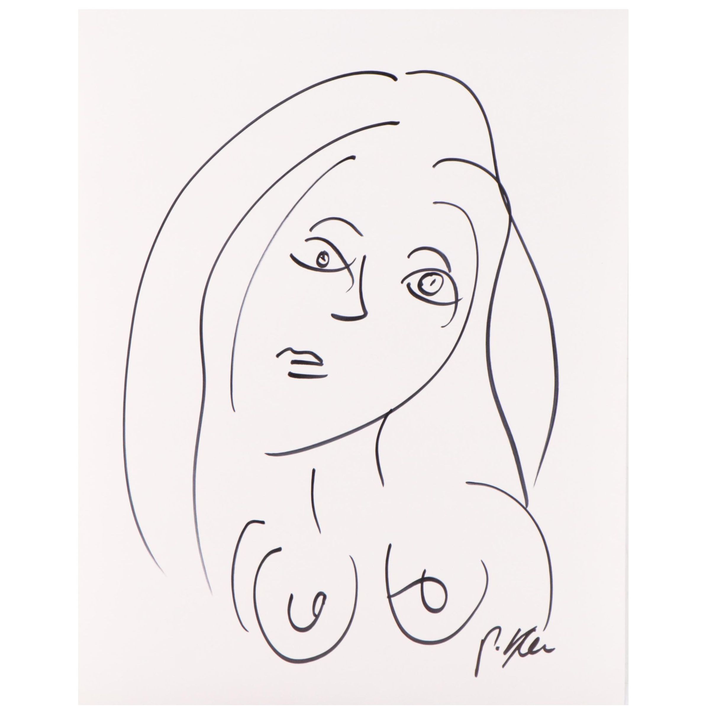 Peter Keil Abstract Ink Drawing of Nude
