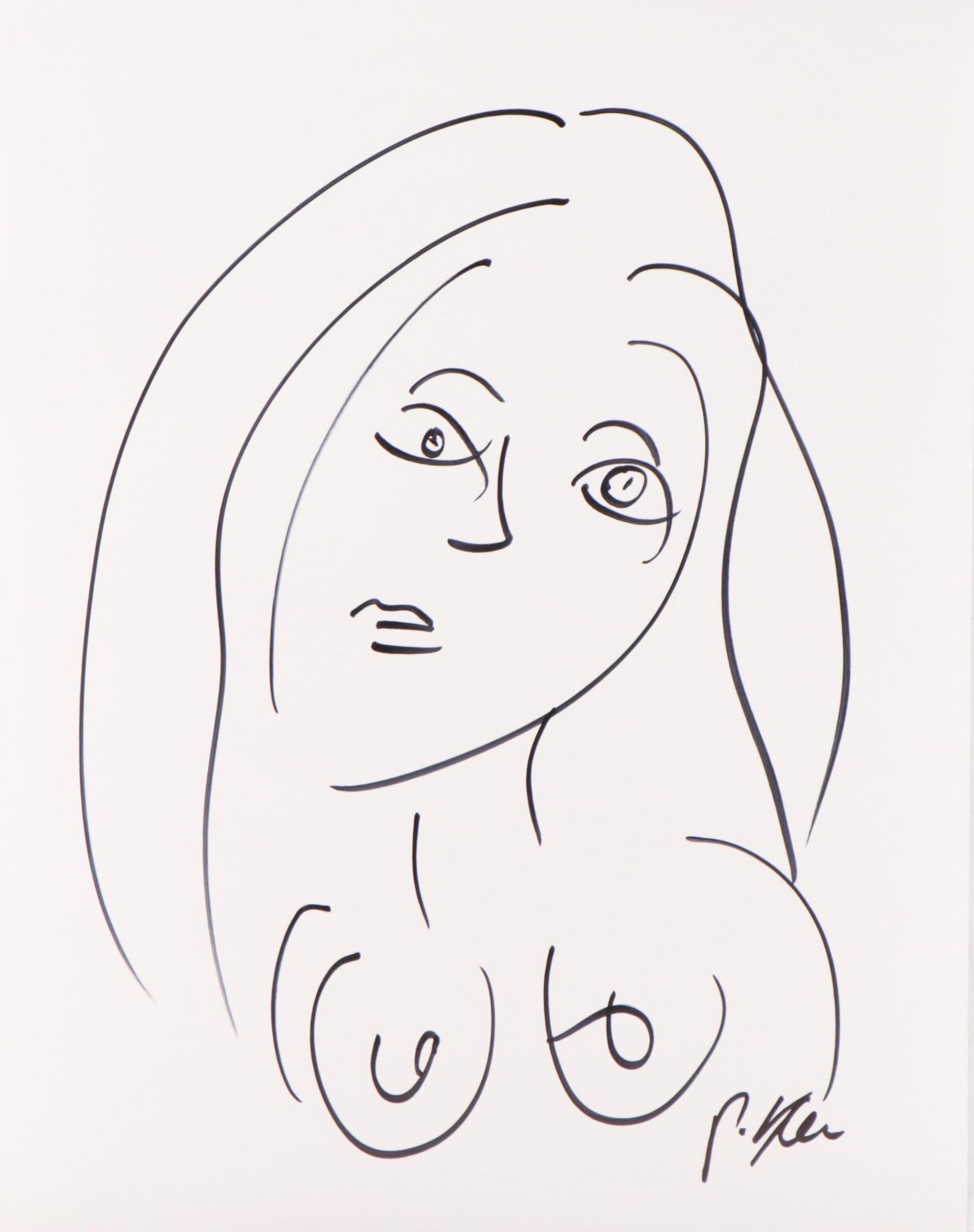 Peter Keil Abstract Ink Drawing of Nude