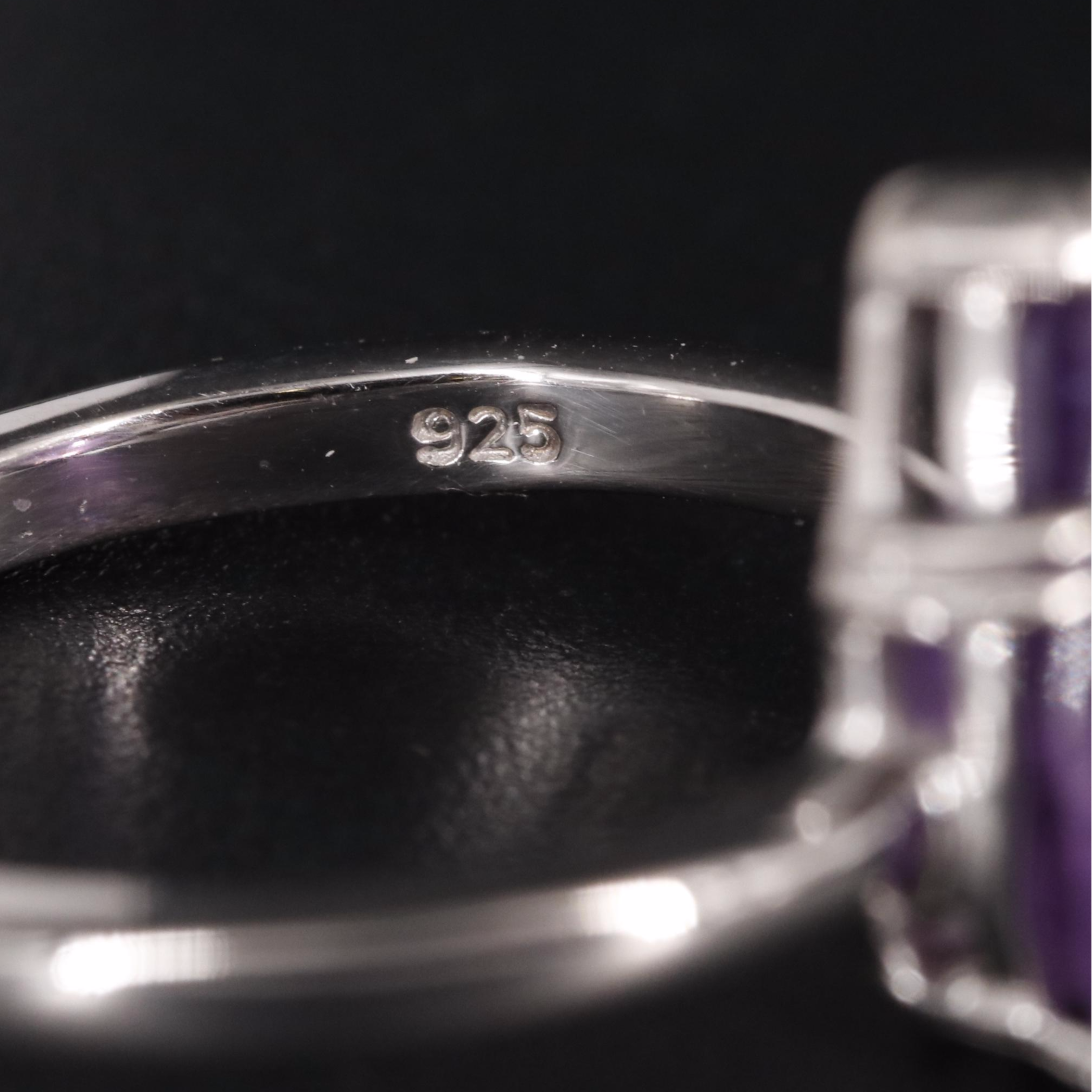 Sterling Amethyst Teardrop Solitaire Ring