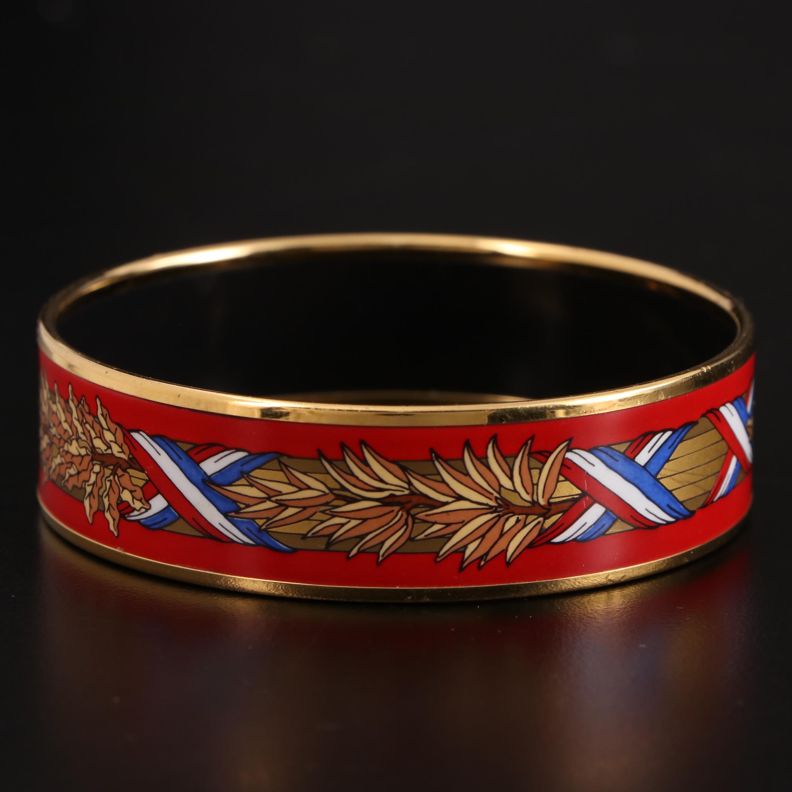 Hermès "Liberte Egalite Fraternite" Wide Enamel Bangle