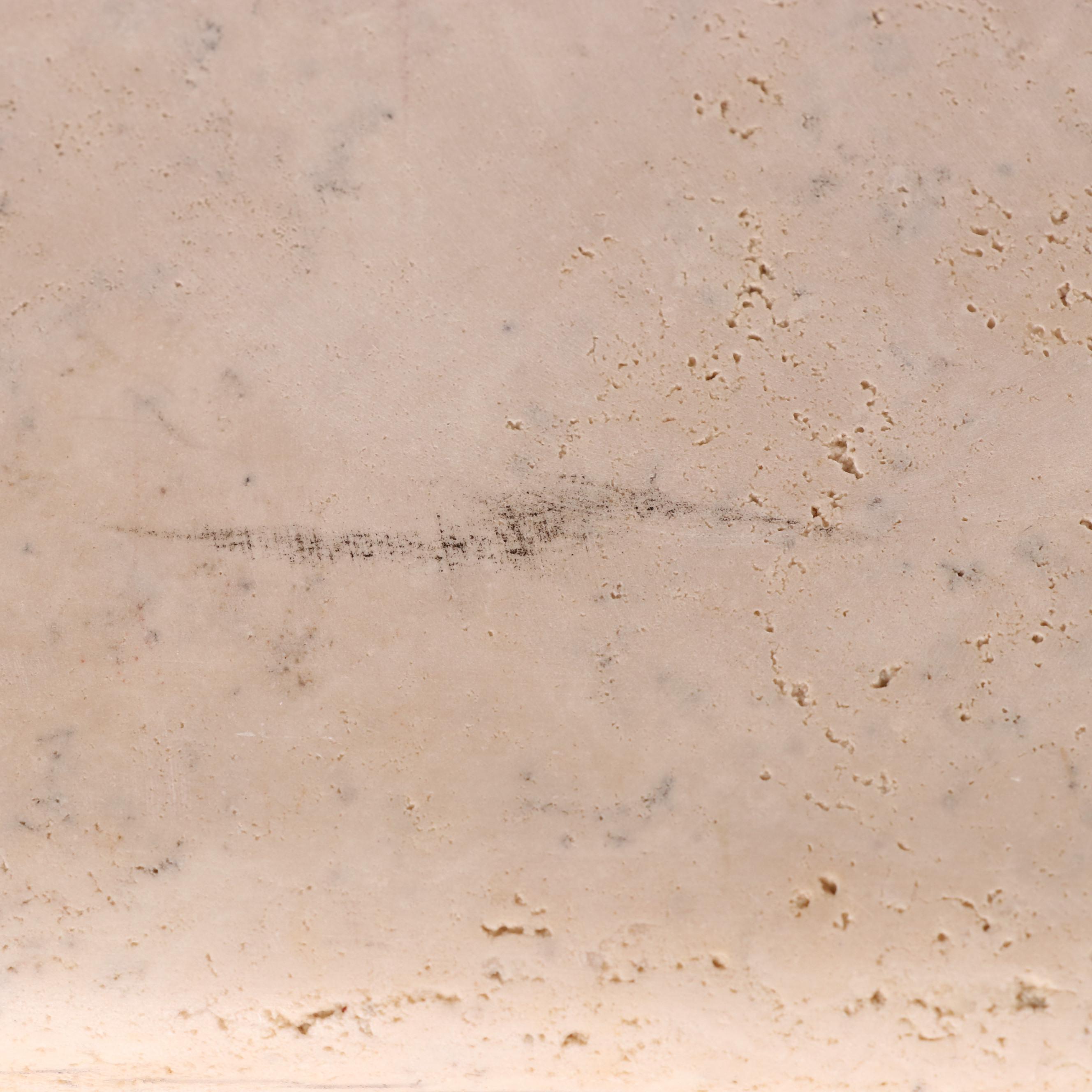 Patinated Metal and Travertine Top Console Table